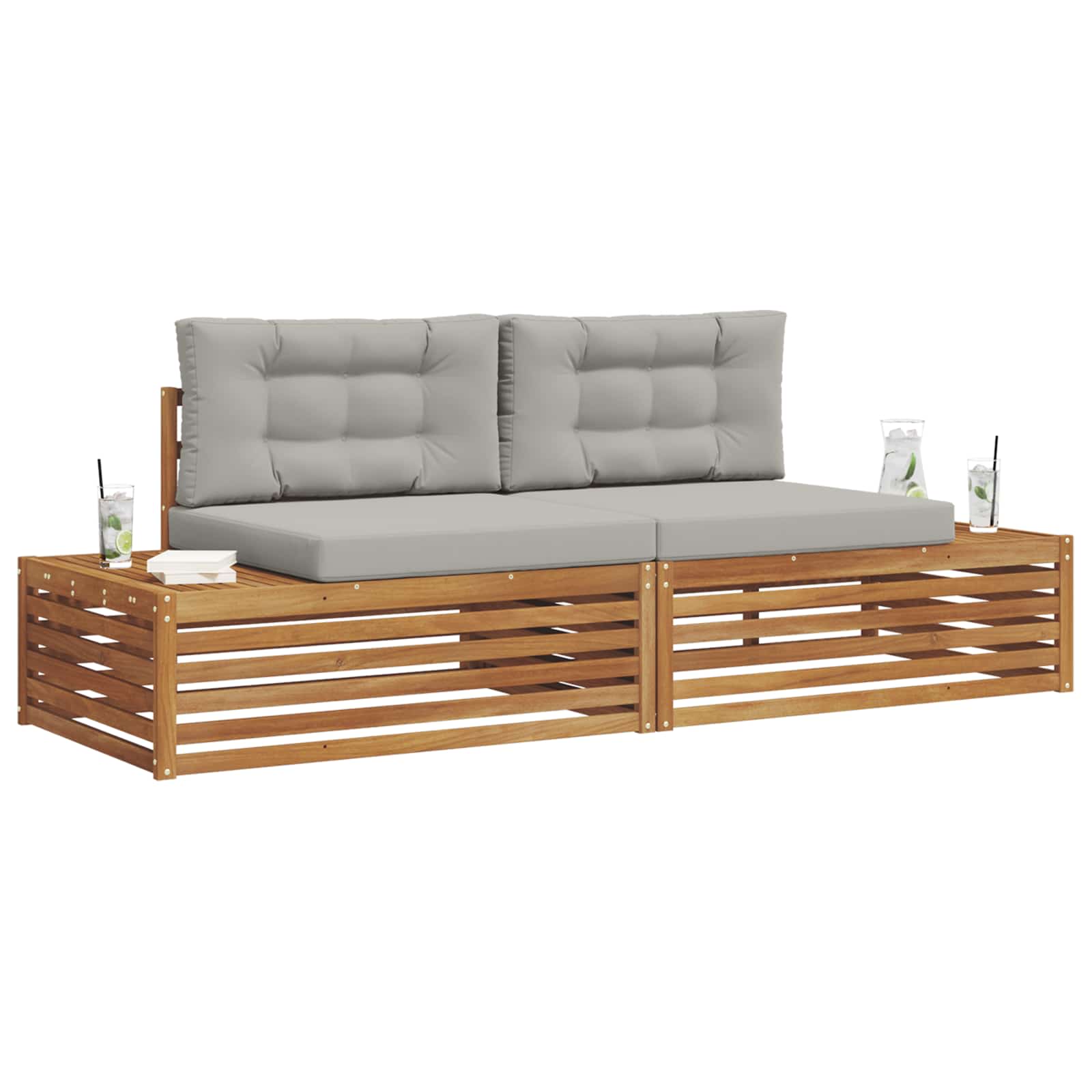 Set vanjskih sofa Prirodna i svijetlo siva 203,5 x 83 x 73 cm