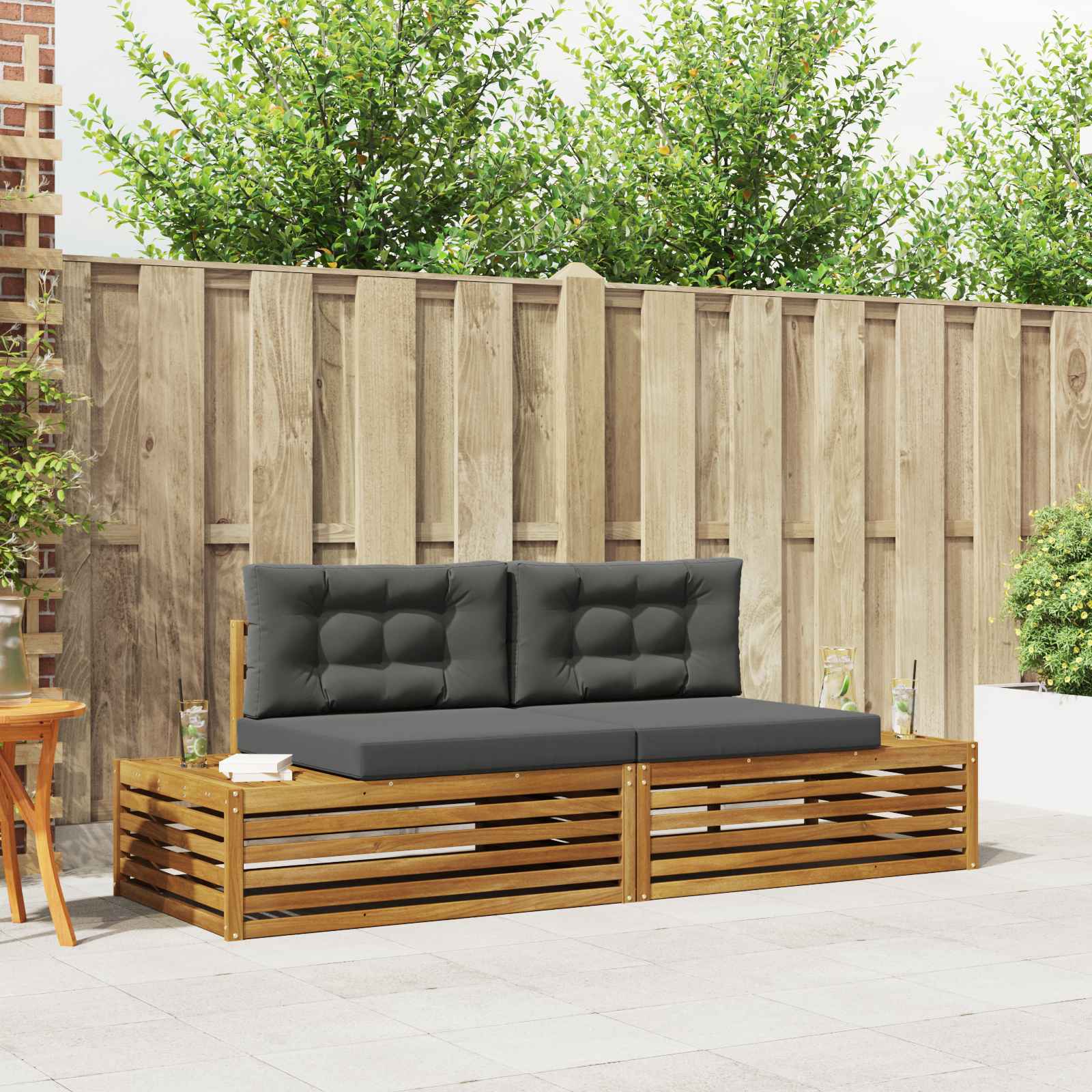 Set vanjskih sofa Prirodna i antracit 203,5 x 83 x 73 cm