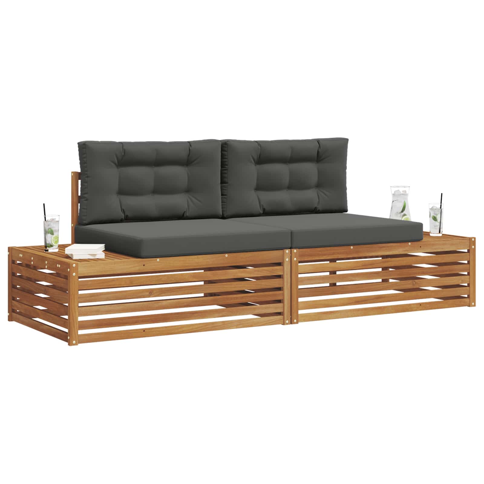 Set vanjskih sofa Prirodna i antracit 203,5 x 83 x 73 cm