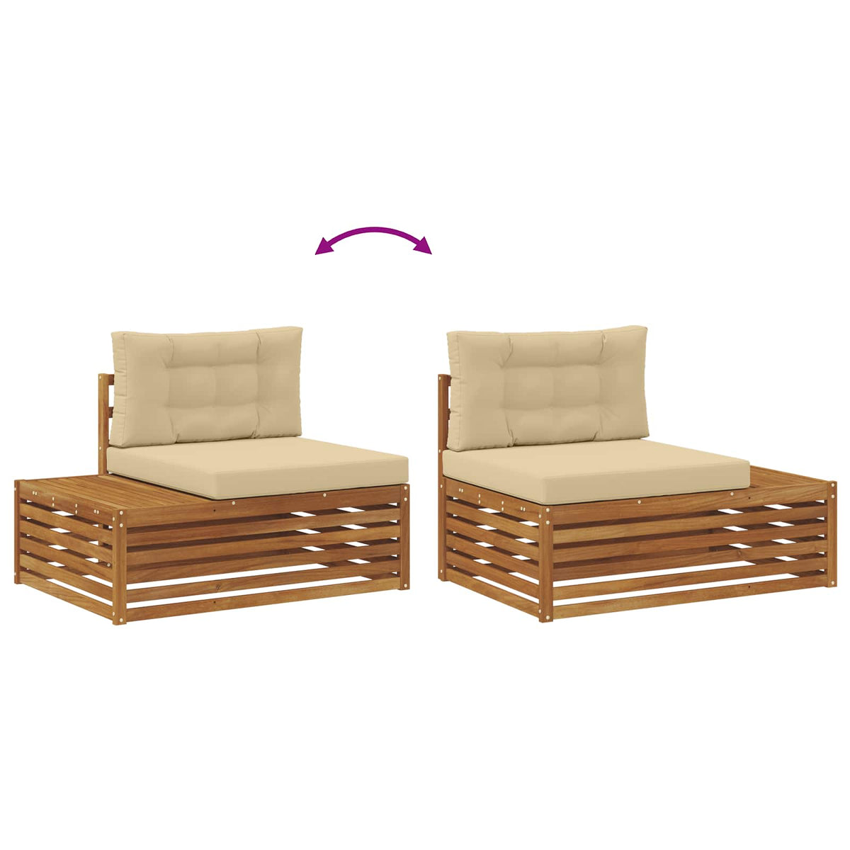 Set vanjskih sofa s jastukom Prirodna i bež 203,5 x 83 x 73 cm
