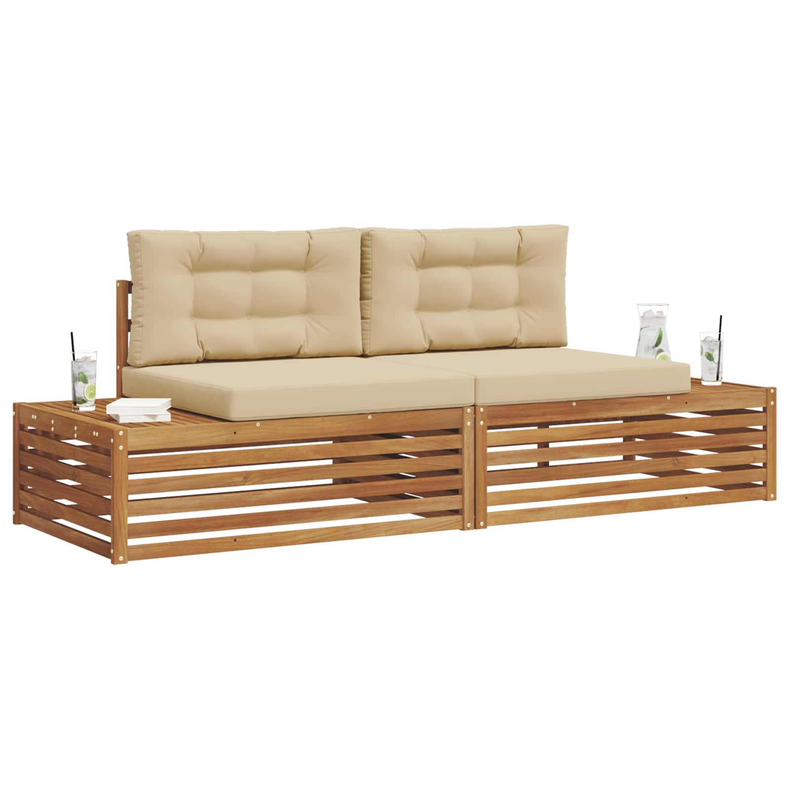 Set vanjskih sofa s jastukom Prirodna i bež 203,5 x 83 x 73 cm