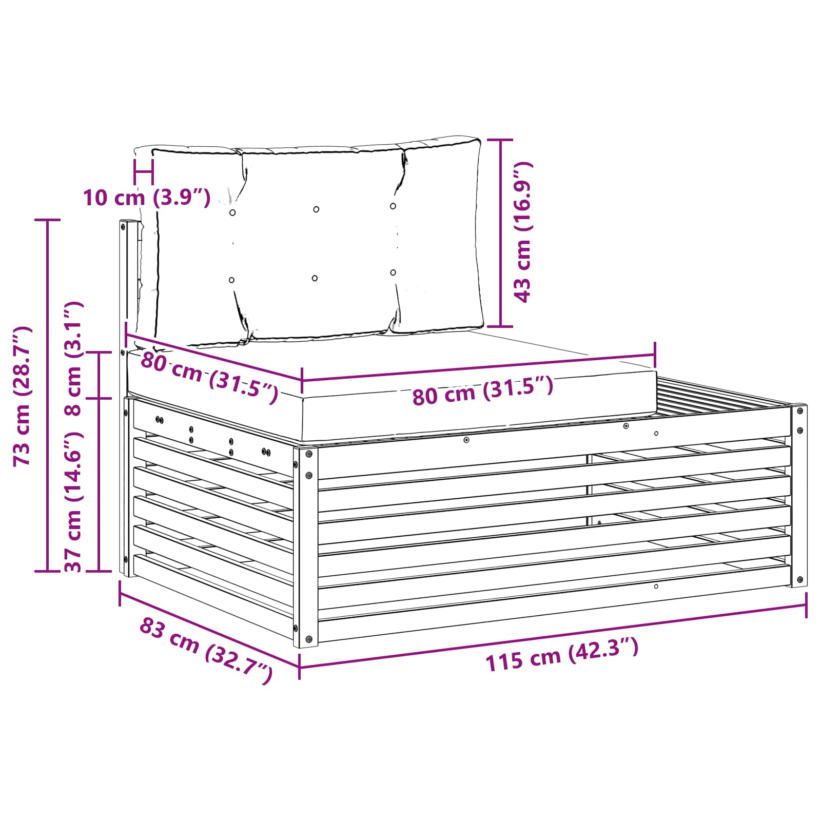 Set vanjskih sofa s jastukom Prirodna i bež 203,5 x 83 x 73 cm