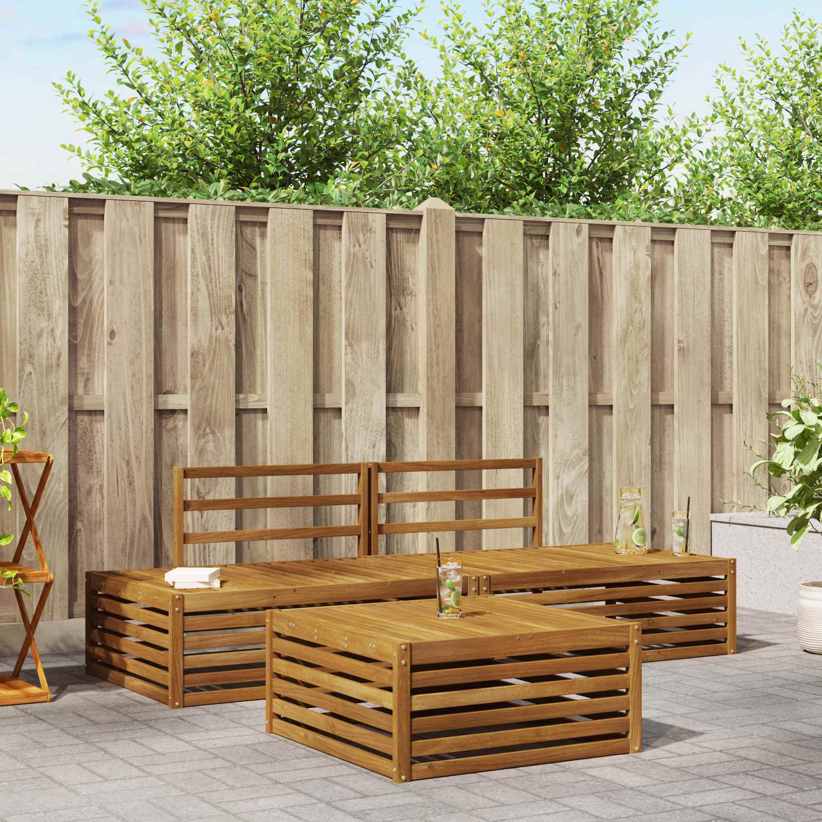Set vanjskih sofa 3 Komad Prirodna Čvrsto drvo akacije