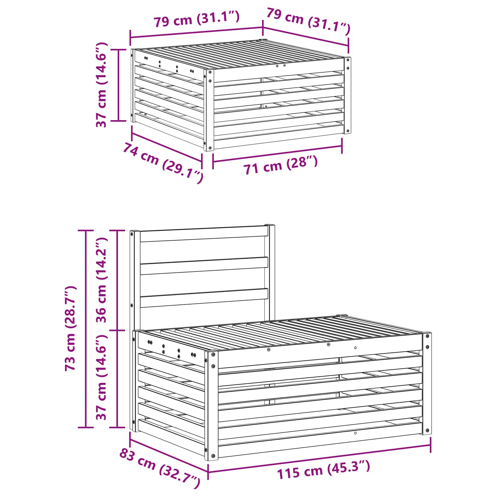 Set vanjskih sofa 3 Komad Prirodna Čvrsto drvo akacije