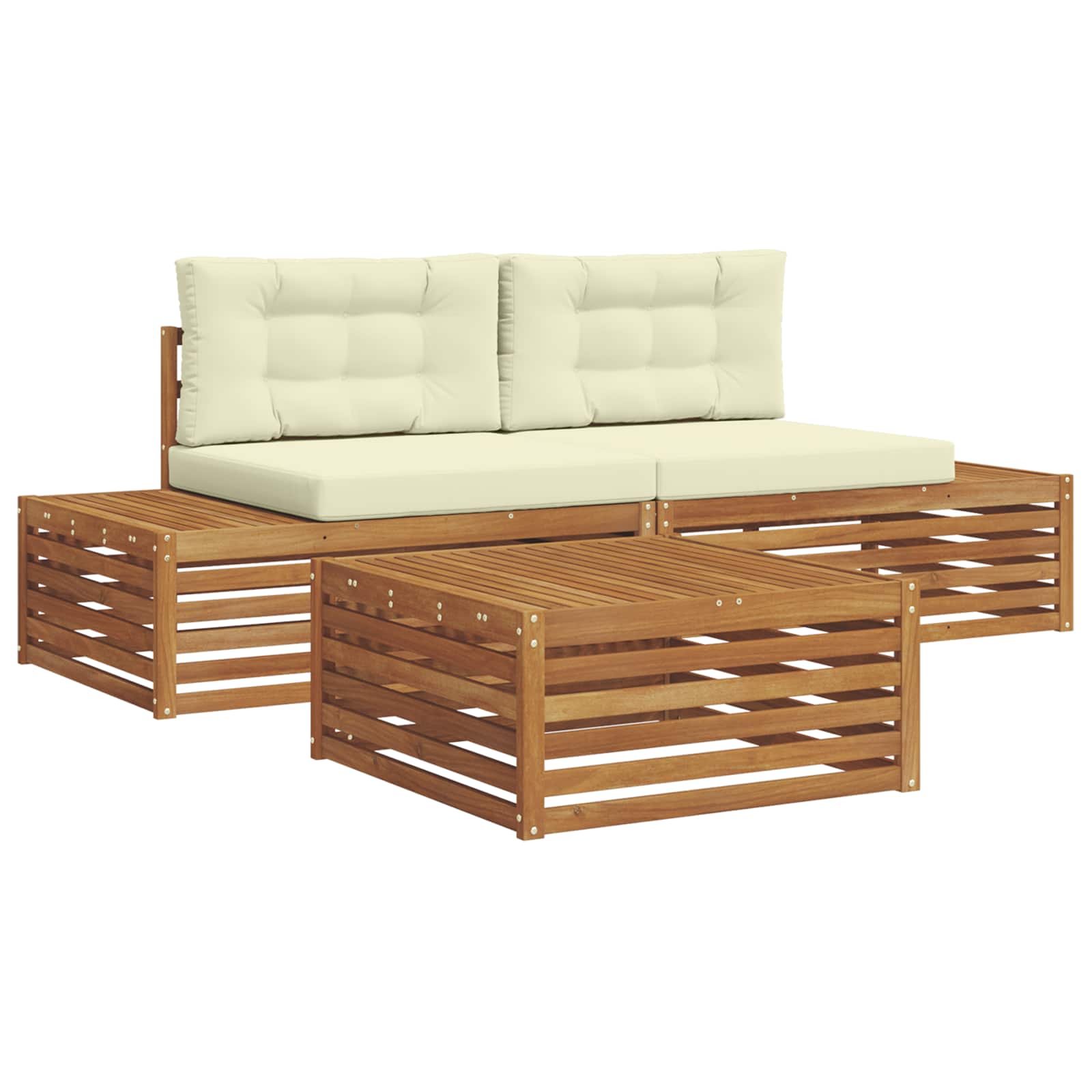 Set vanjskih sofa s jastukom 3 Komad Prirodna i krem