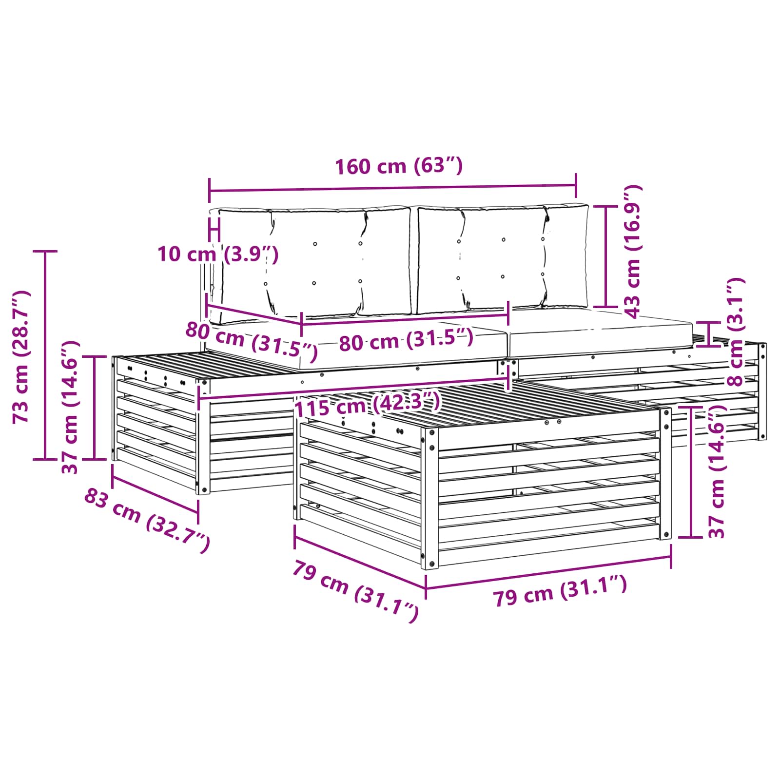 Set vanjskih sofa s jastukom 3 Komad Prirodna i krem