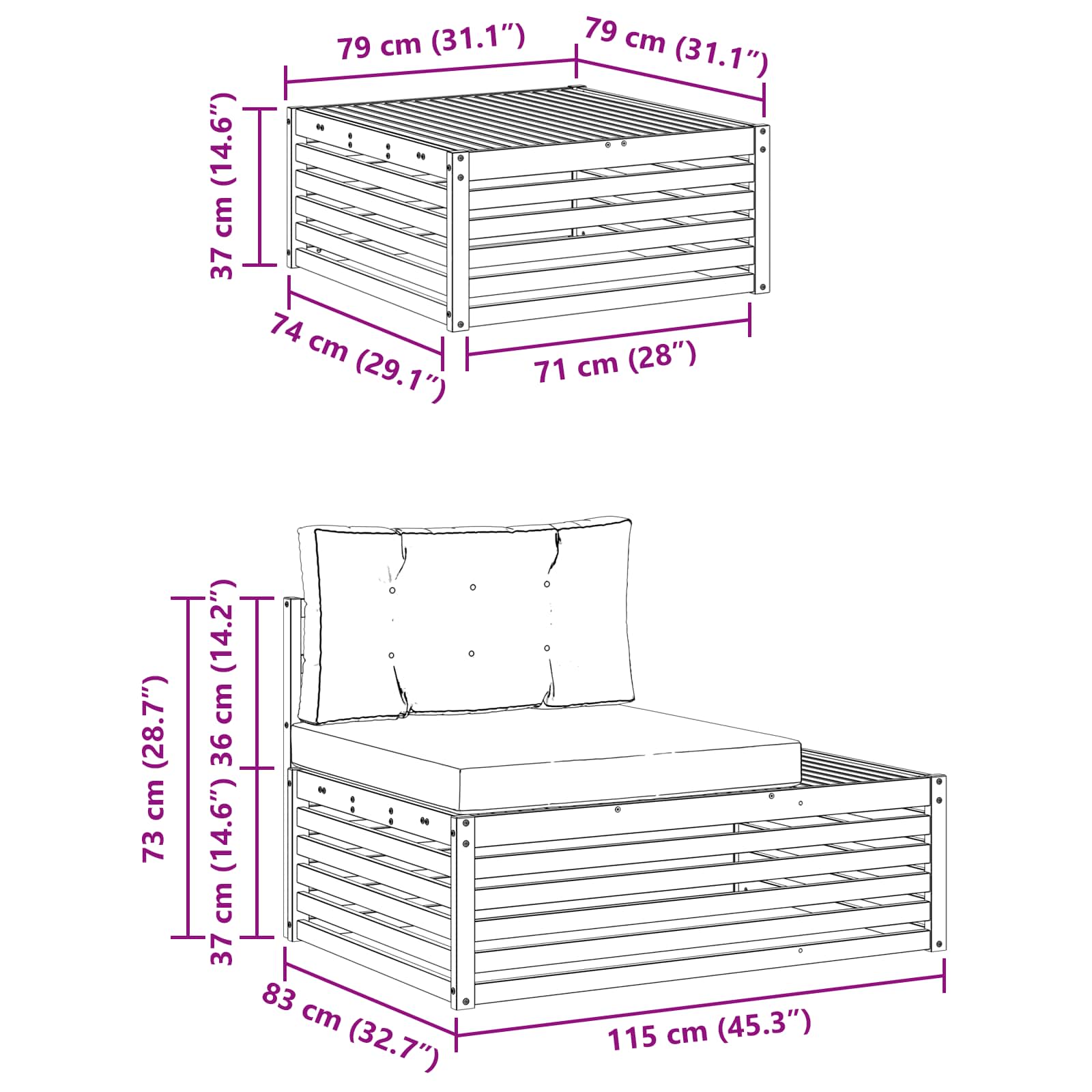 Set vanjskih sofa s jastukom 3 Komad Prirodna i krem