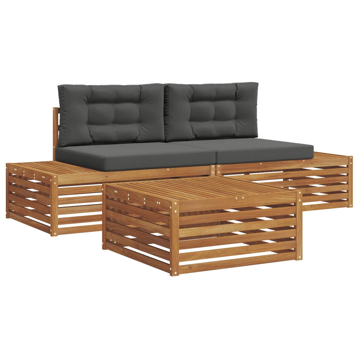 Set vanjskih sofa s jastukom 3 Komad Prirodna i antracit