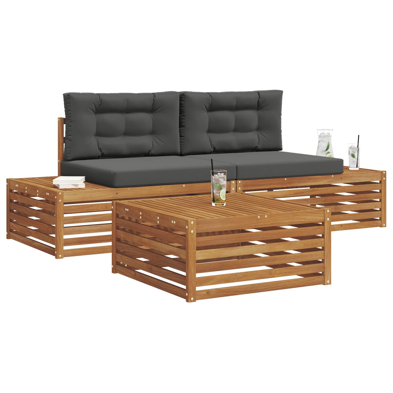 Set vanjskih sofa s jastukom 3 Komad Prirodna i antracit