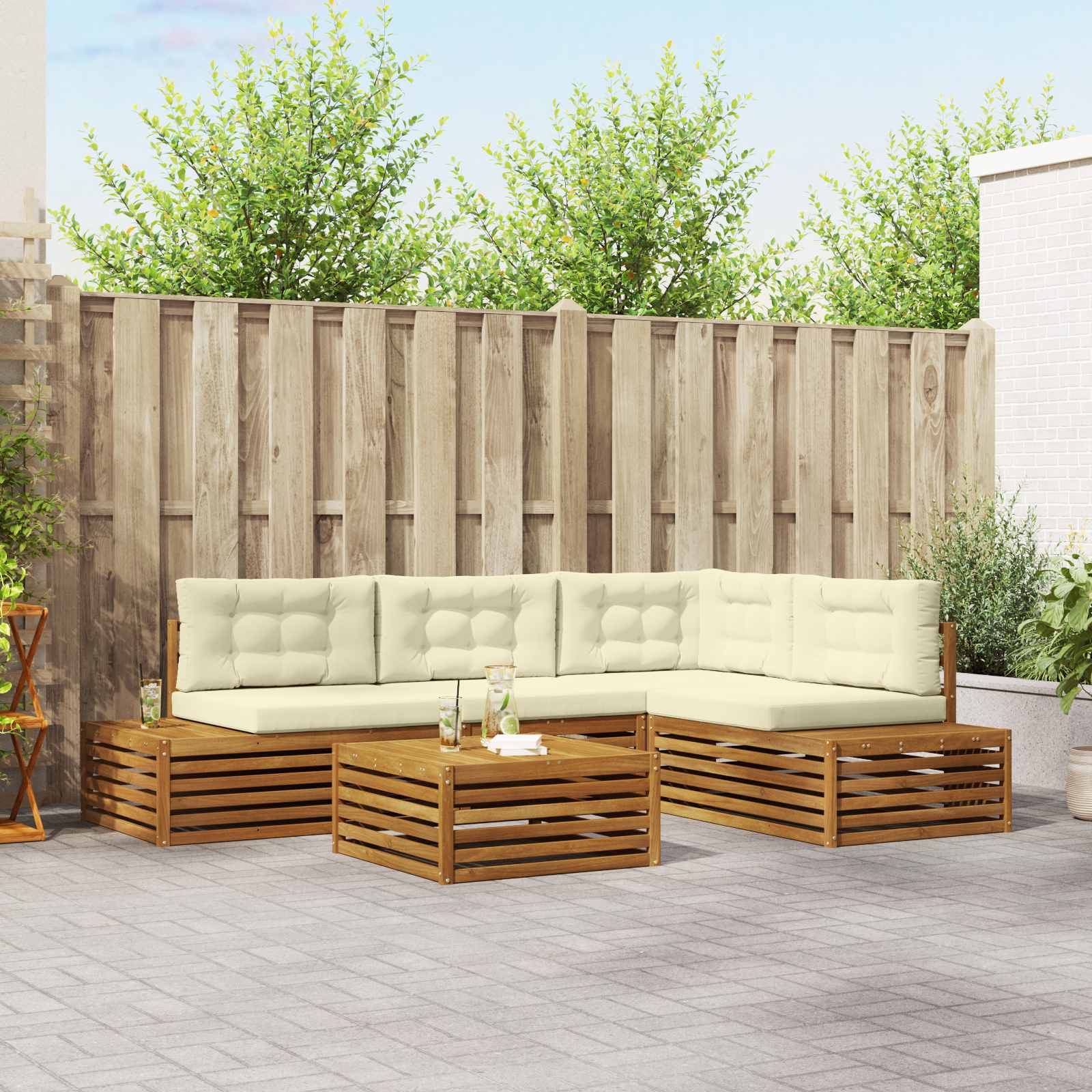 Set vanjskih sofa s jastukom 5 Komad Prirodna i krem
