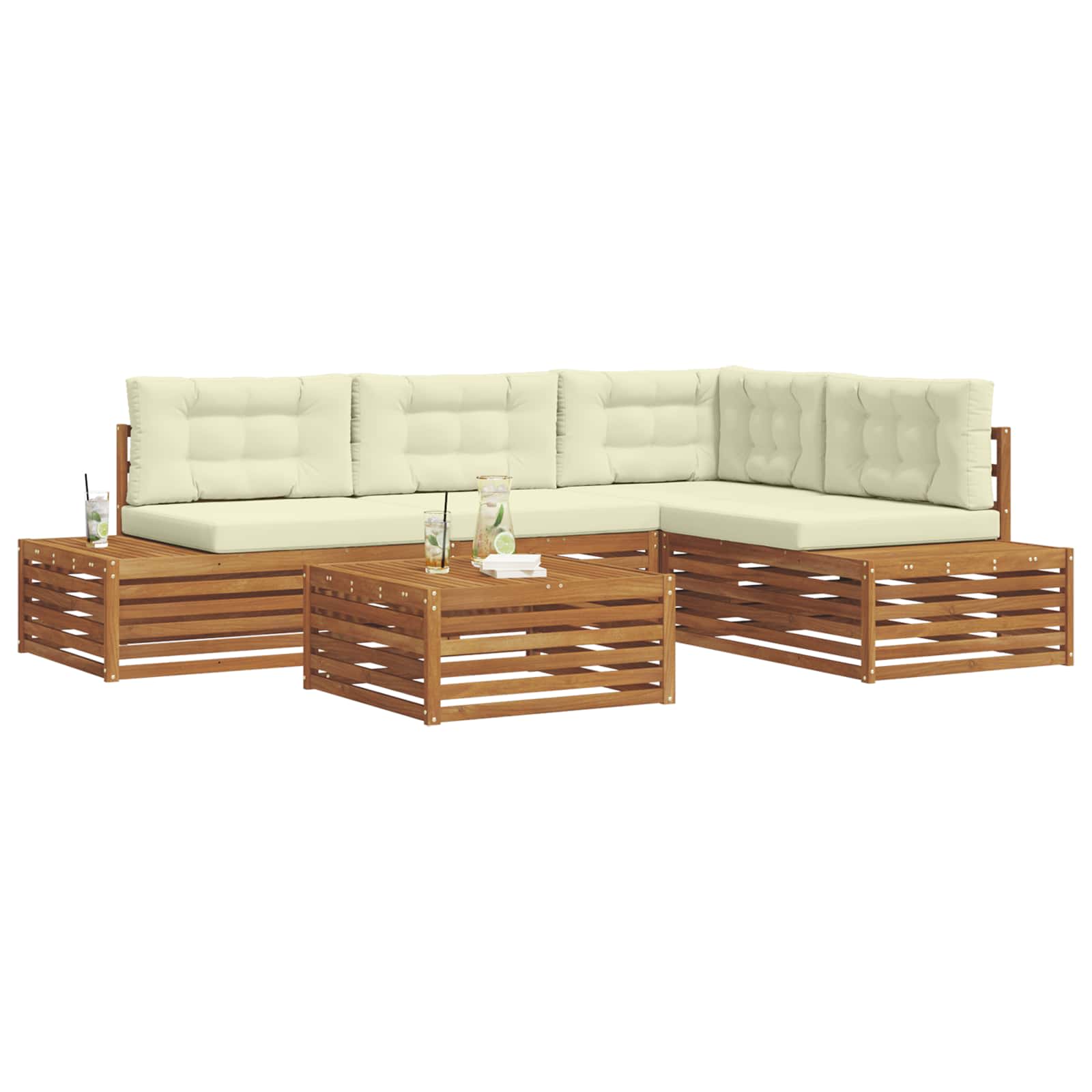 Set vanjskih sofa s jastukom 5 Komad Prirodna i krem