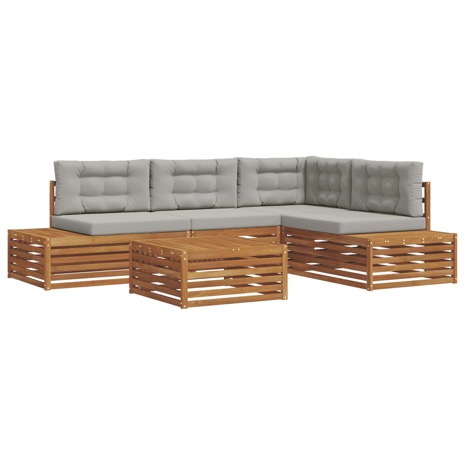 Set vanjskih sofa s jastukom 5 Komad Prirodna i svijetlo siva
