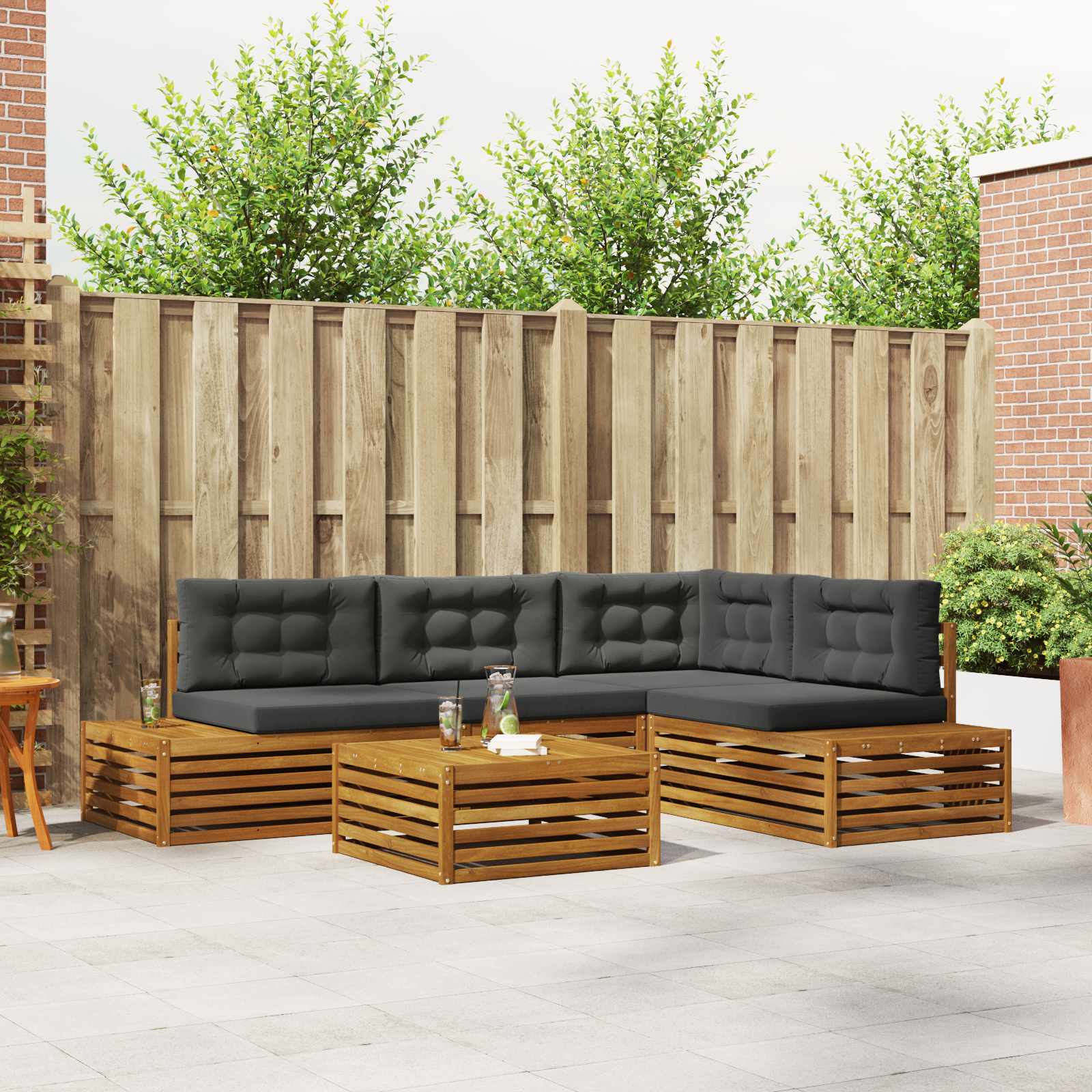 Set vanjskih sofa s jastukom 5 Komad Prirodna i antracit