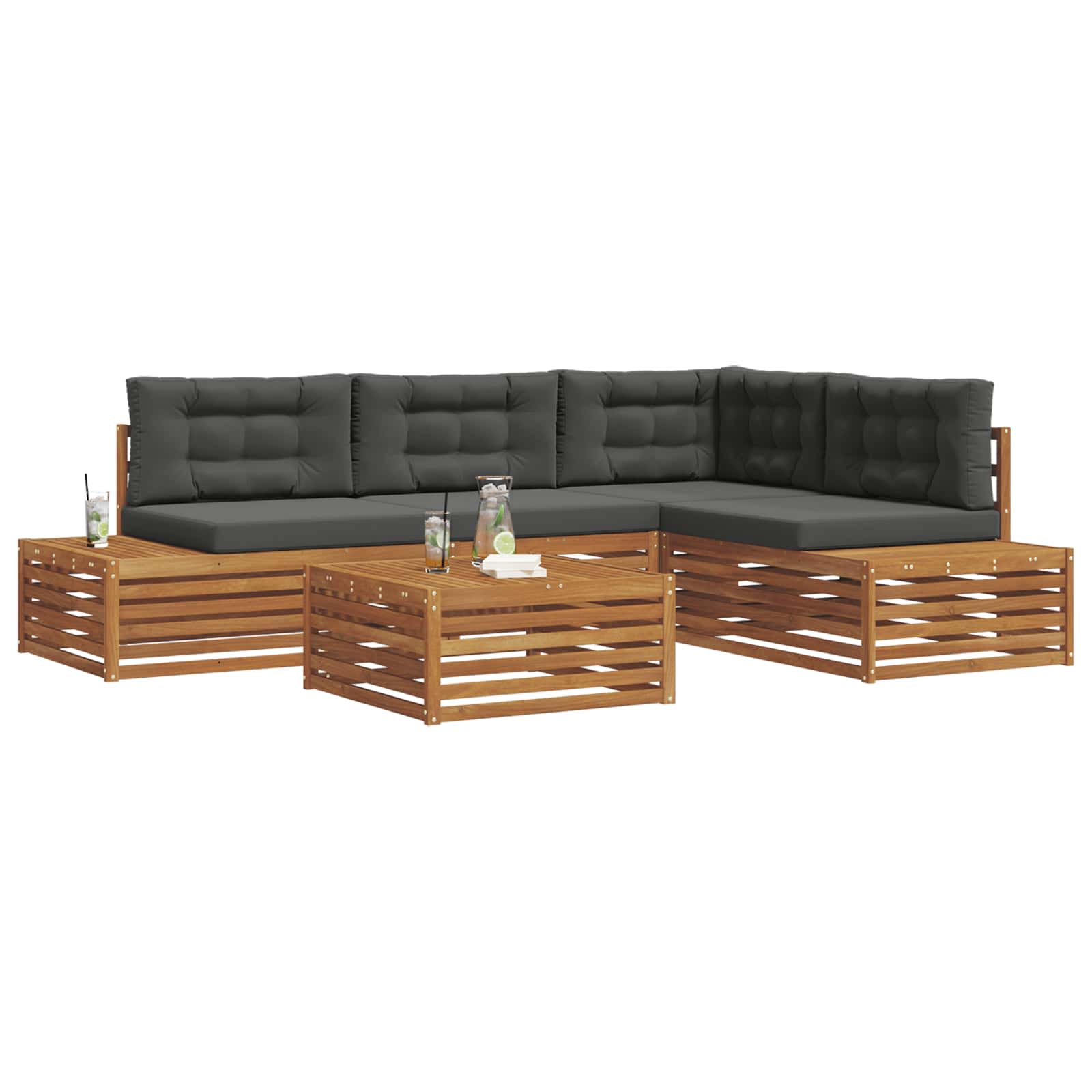 Set vanjskih sofa s jastukom 5 Komad Prirodna i antracit