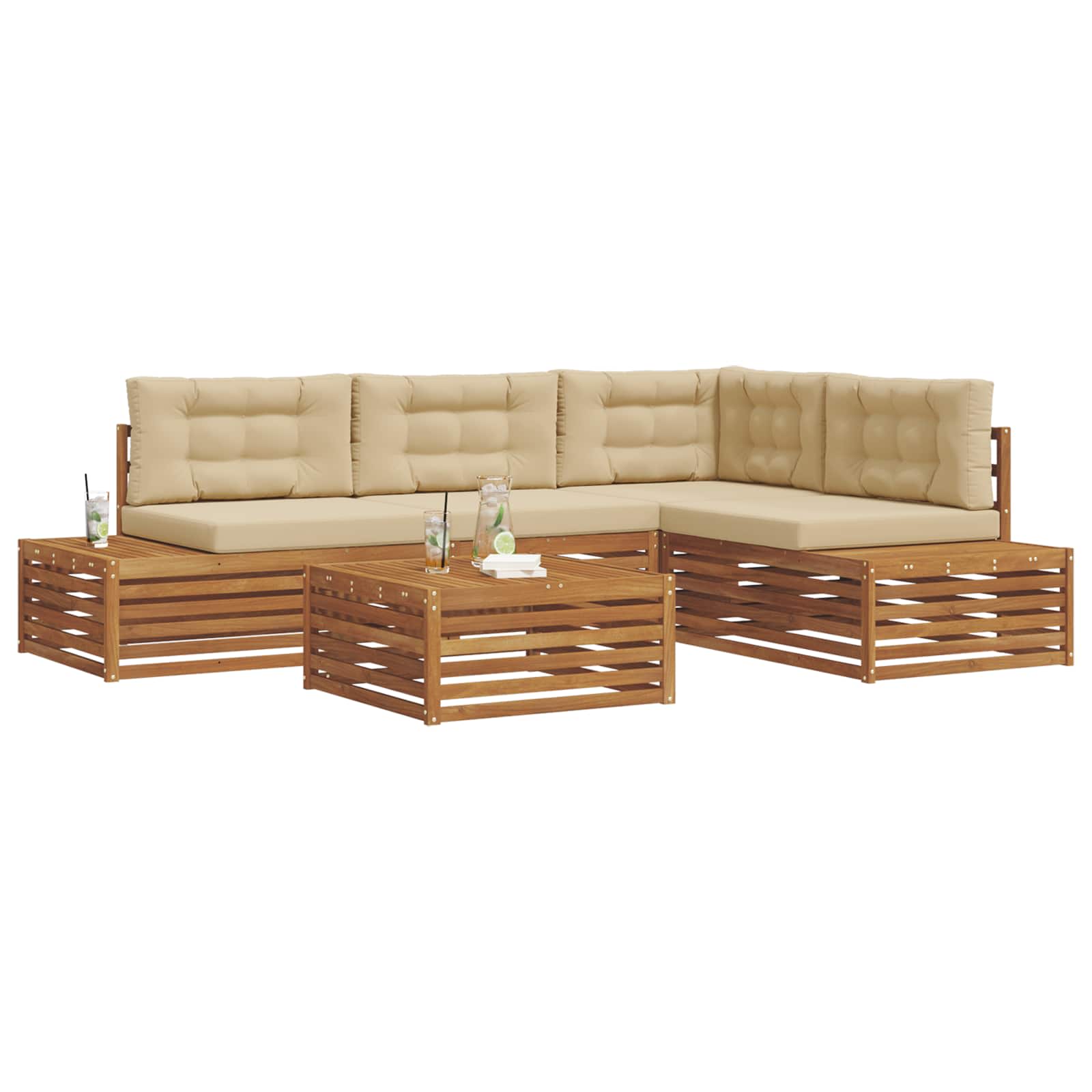 Set vanjskih sofa s jastukom 5 Komad Prirodna i bež