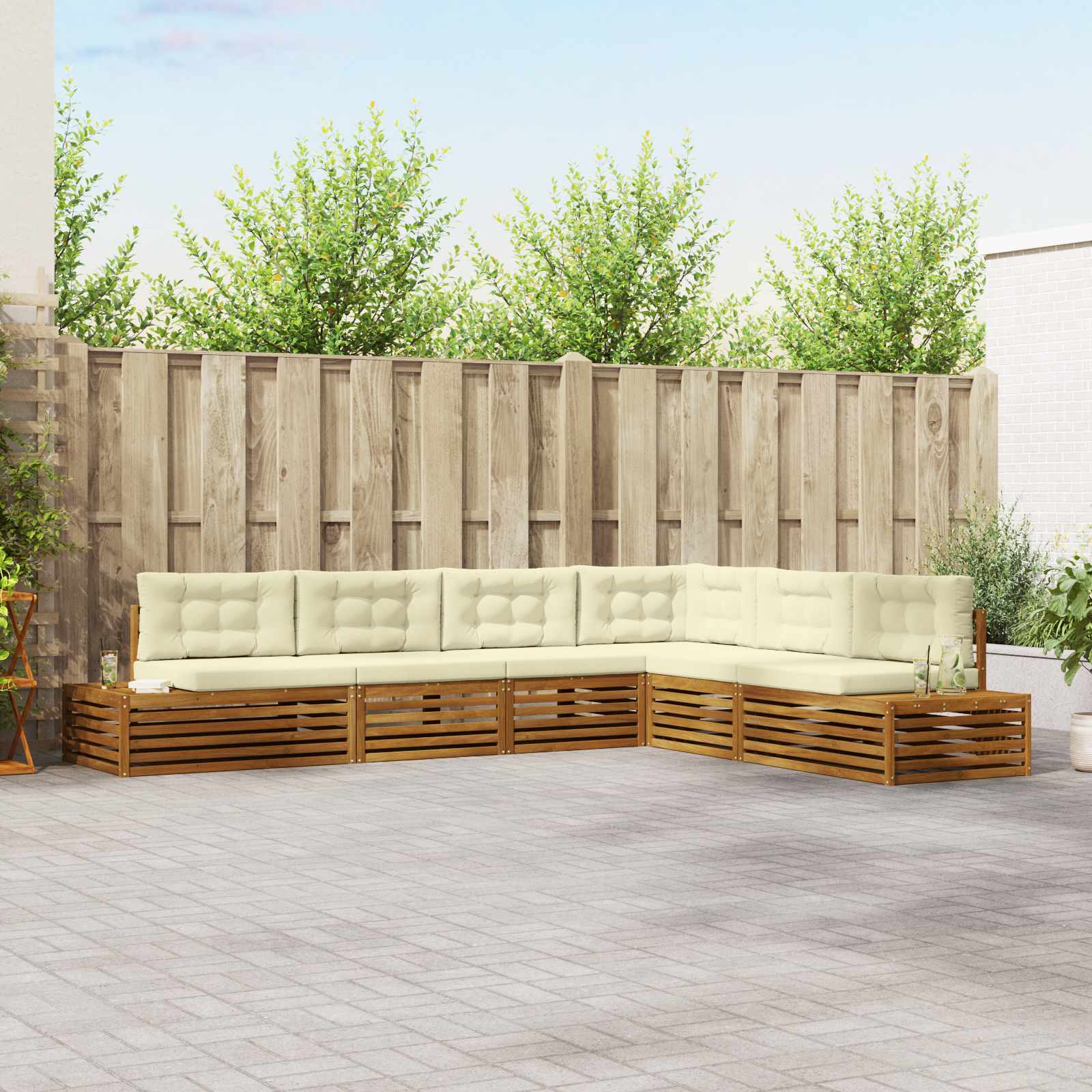 Set vanjskih sofa s jastukom 6 Komad Prirodna i krem