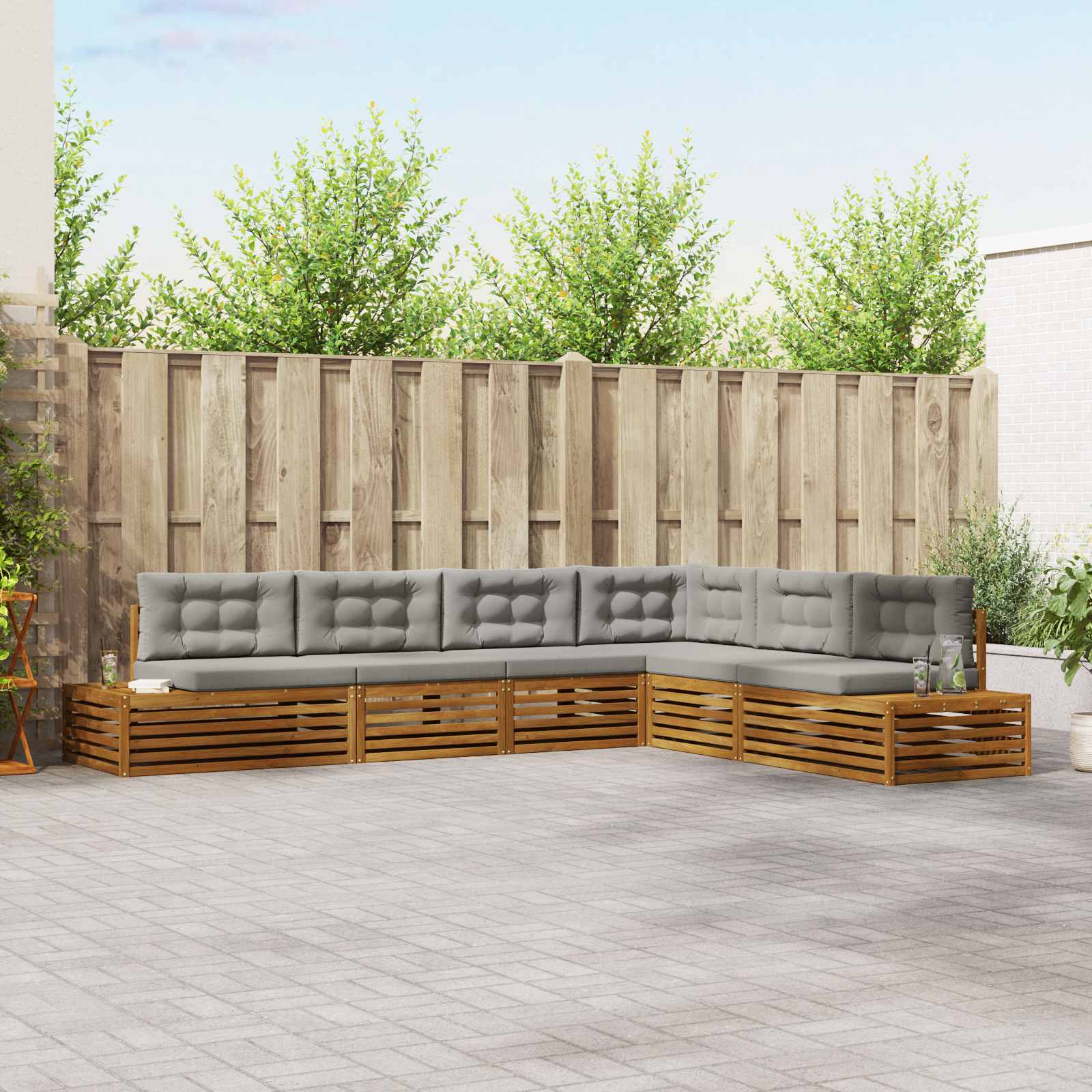 Set vanjskih sofa s jastukom 6 Komad Prirodna i svijetlo siva
