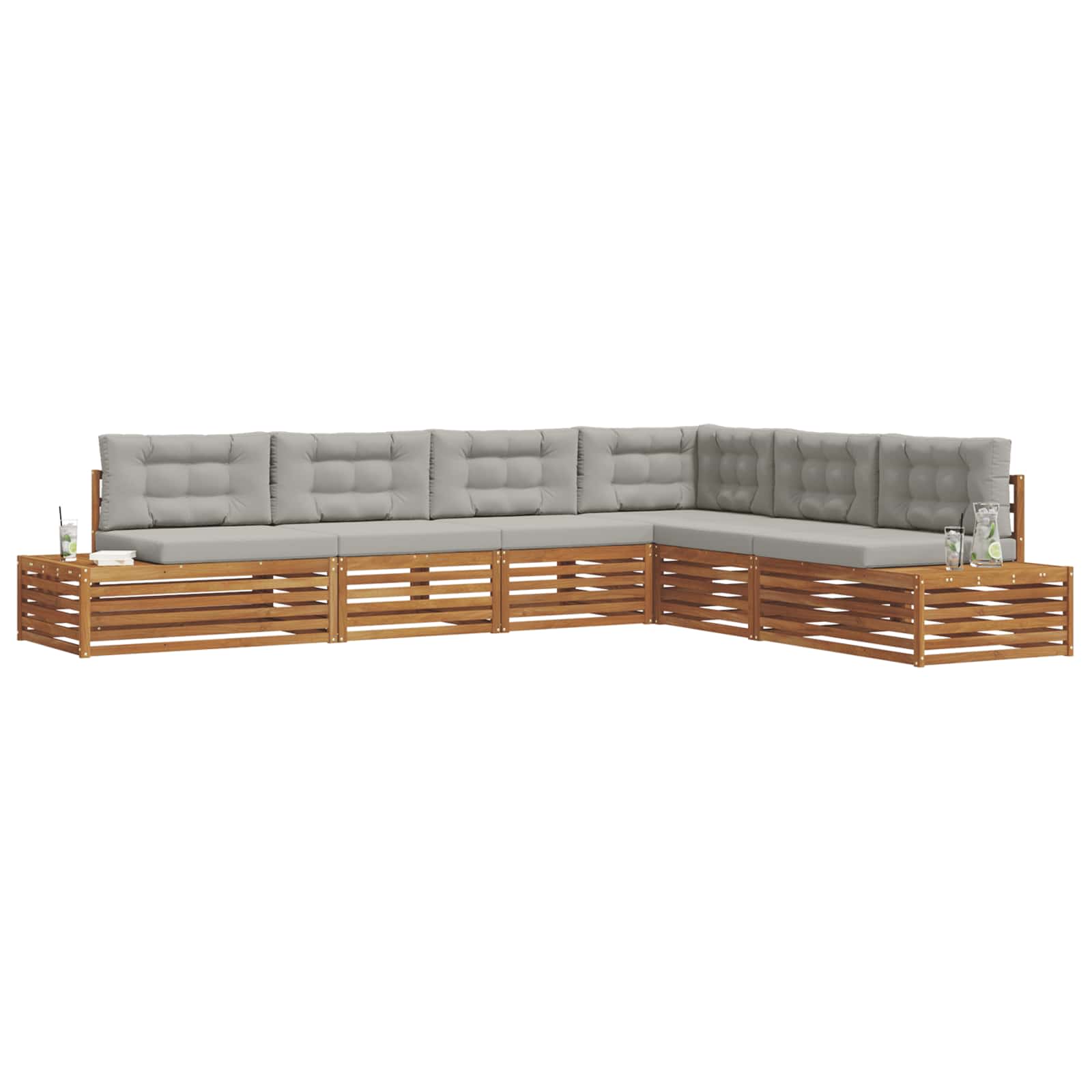 Set vanjskih sofa s jastukom 6 Komad Prirodna i svijetlo siva