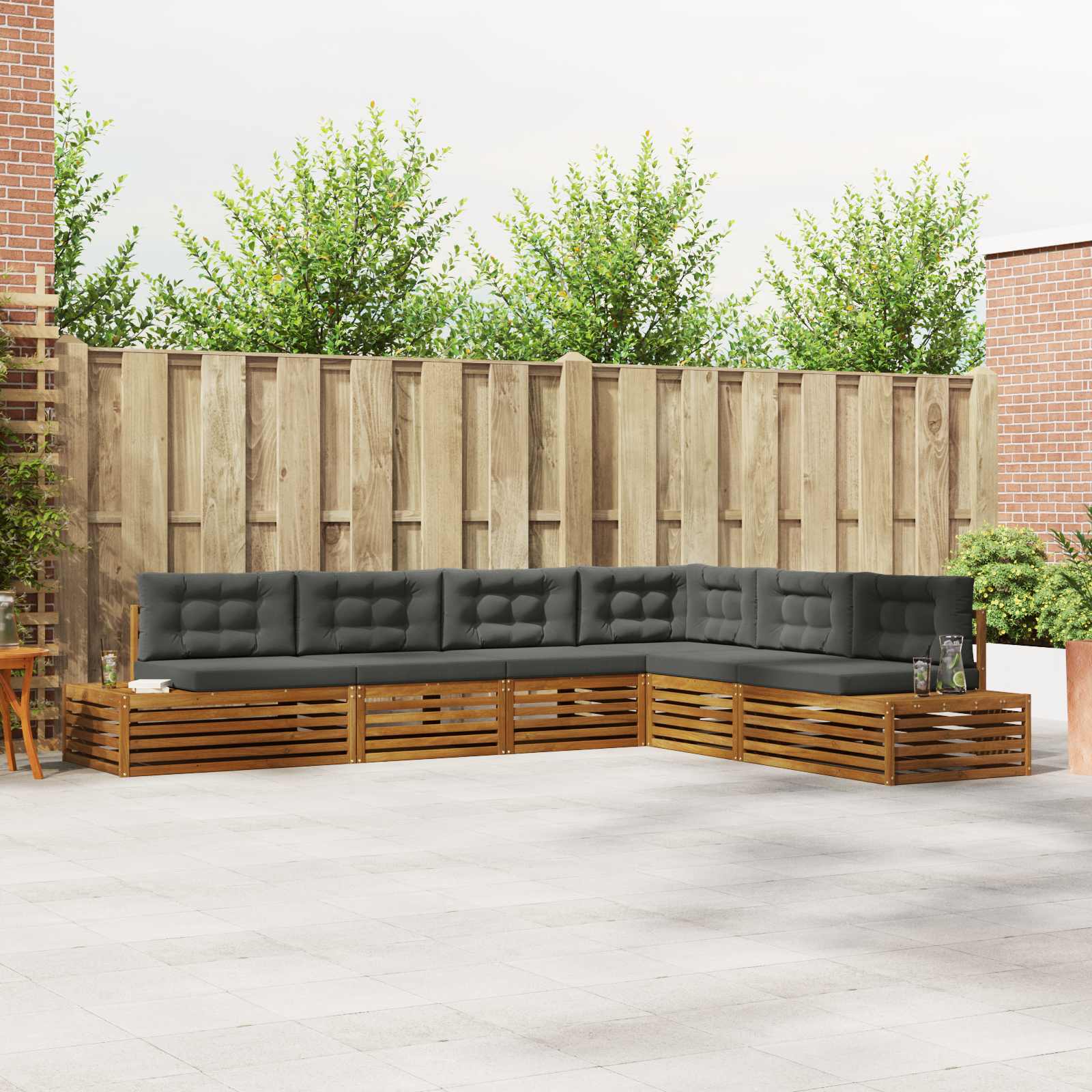 Set vanjskih sofa s jastukom 6 Komad Prirodna i antracit