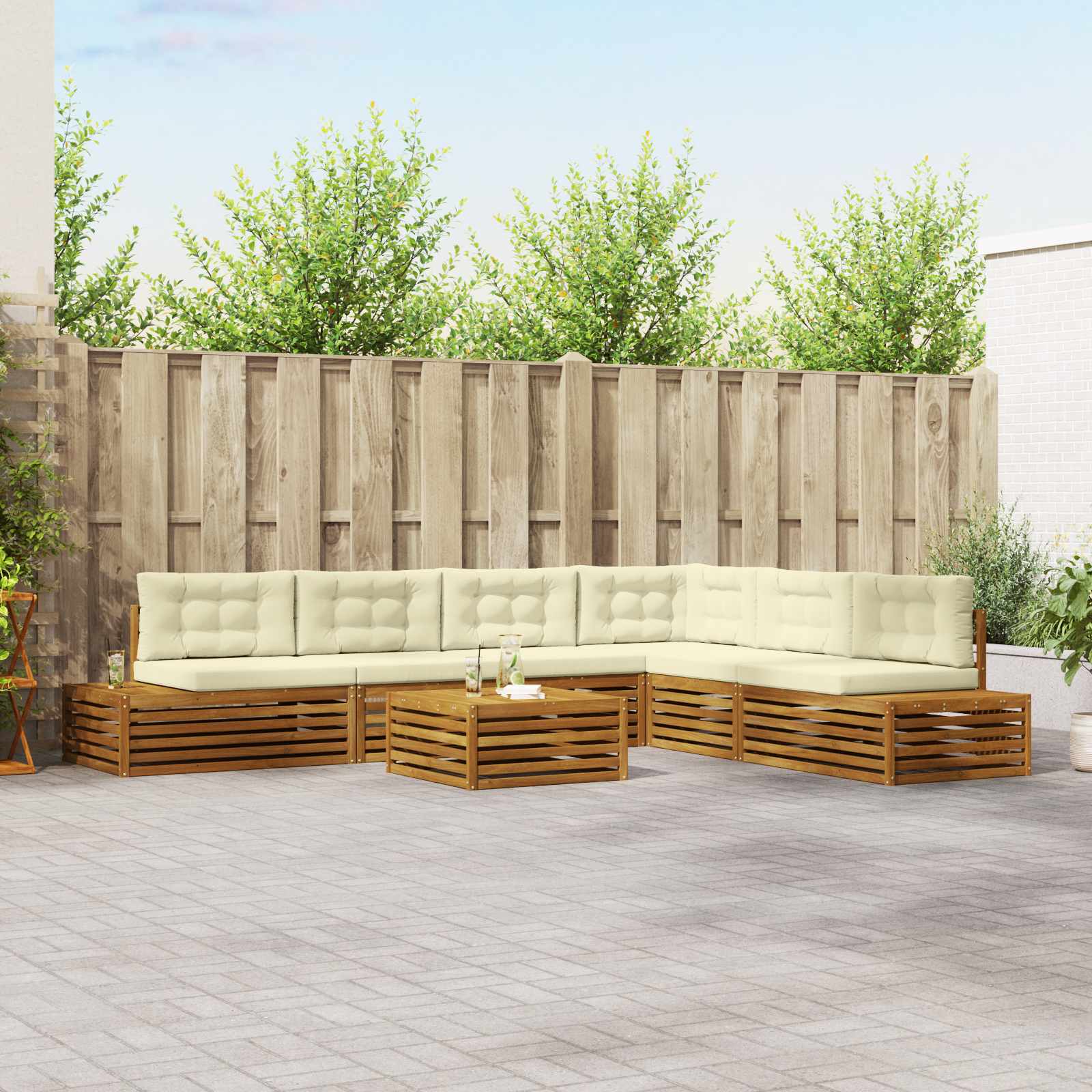 Set vanjskih sofa s jastukom 7 Komad Prirodna i krem