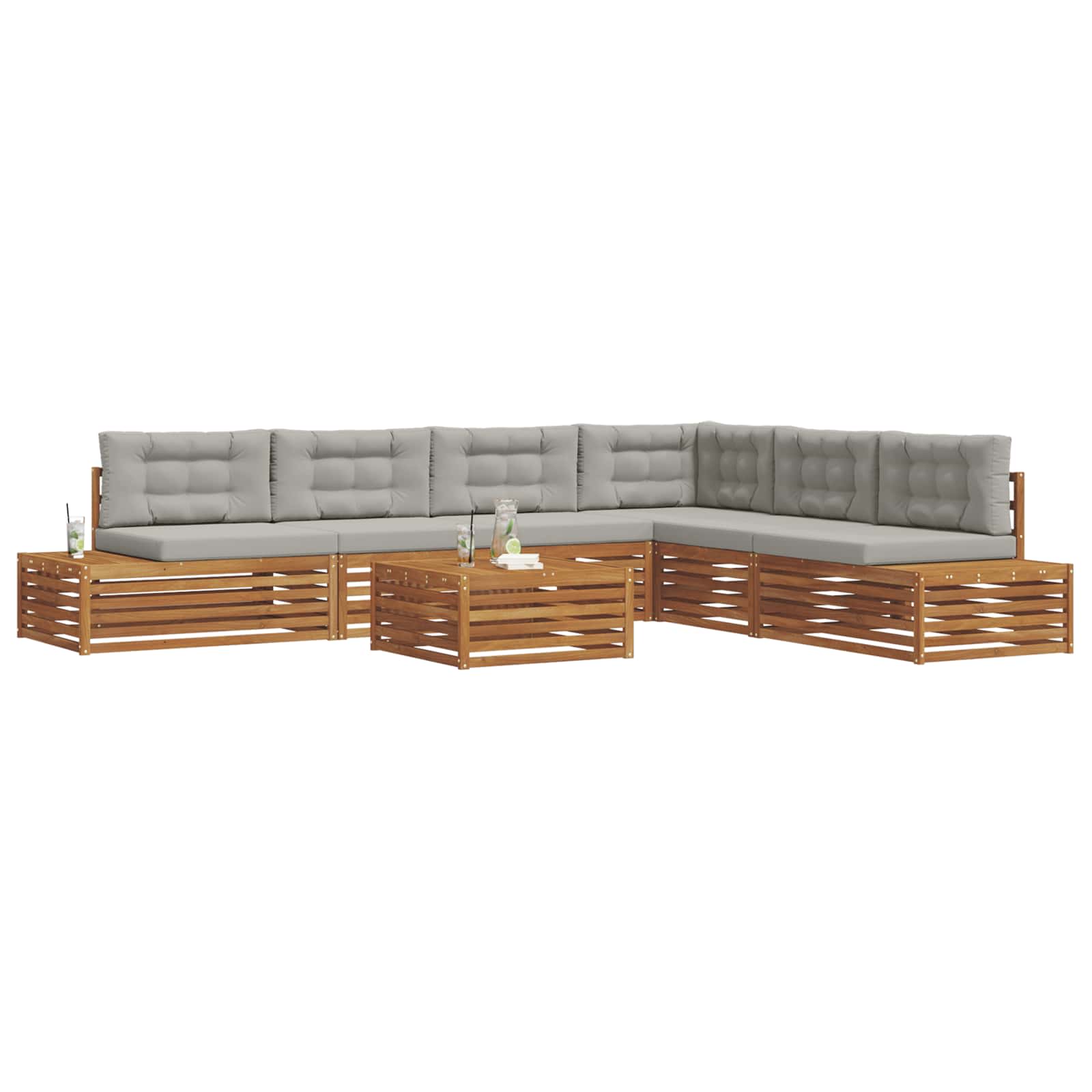 Set vanjskih sofa s jastukom 7 Komad Prirodna i svijetlo siva