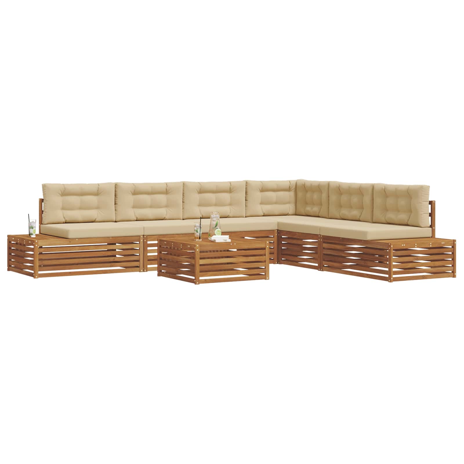 Set vanjskih sofa s jastukom 7 Komad Prirodna i bež