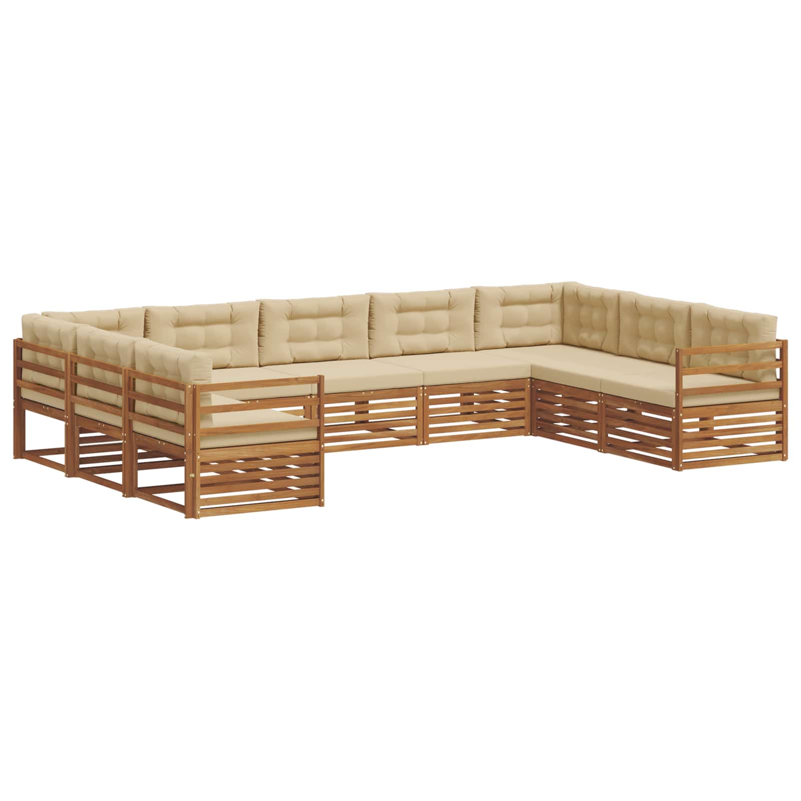 Set vanjskih sofa 9 pcs Prirodna i bež Čvrsto drvo akacije