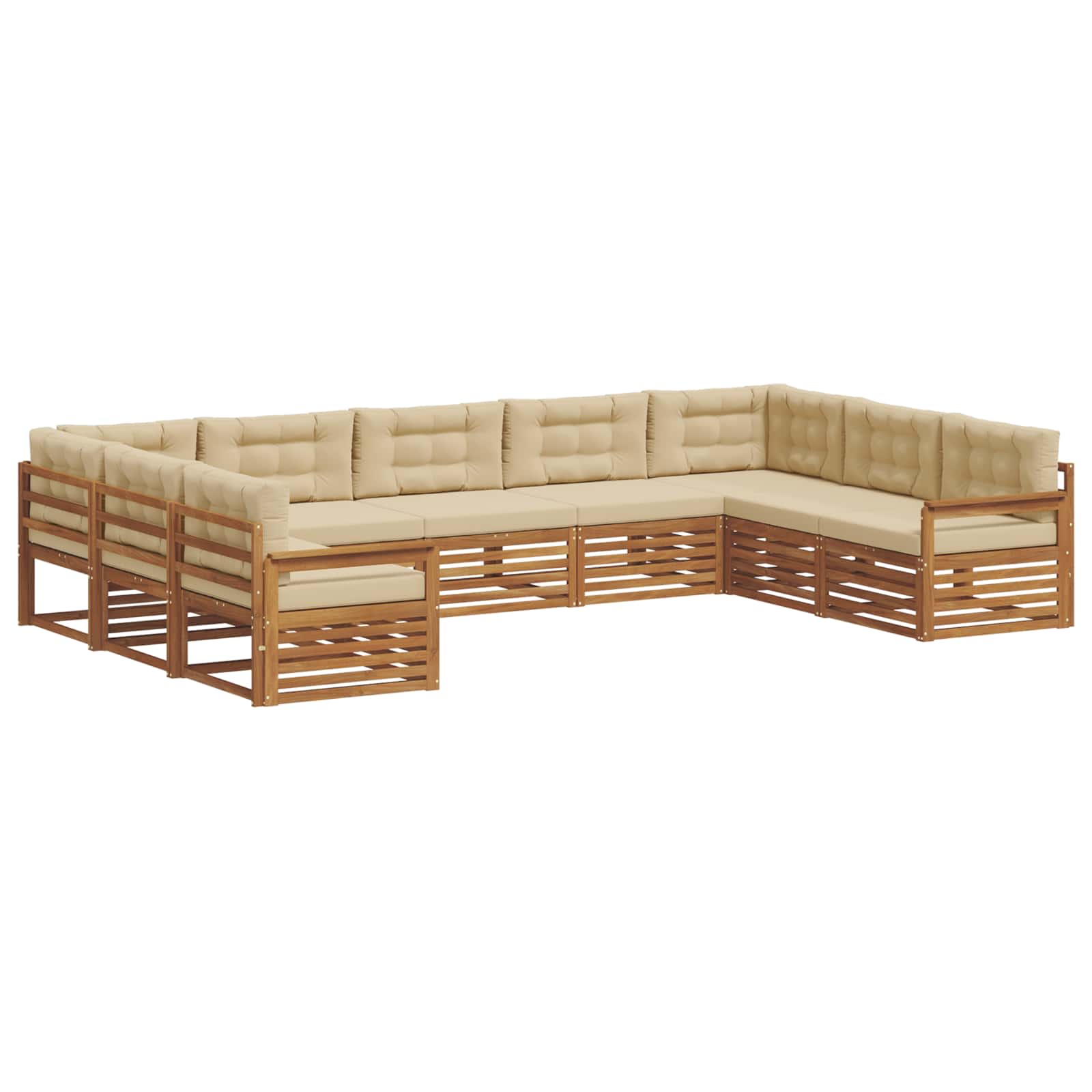 Set vanjskih sofa 9 pcs Prirodna i bež Čvrsto drvo akacije