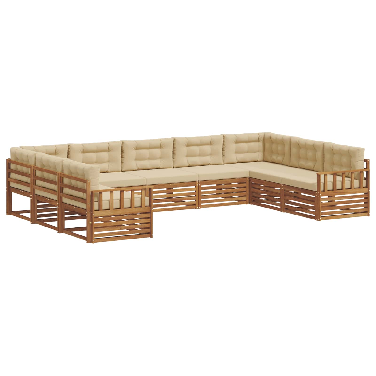 Set vanjskih sofa 9 pcs Prirodna i bež Čvrsto drvo akacije
