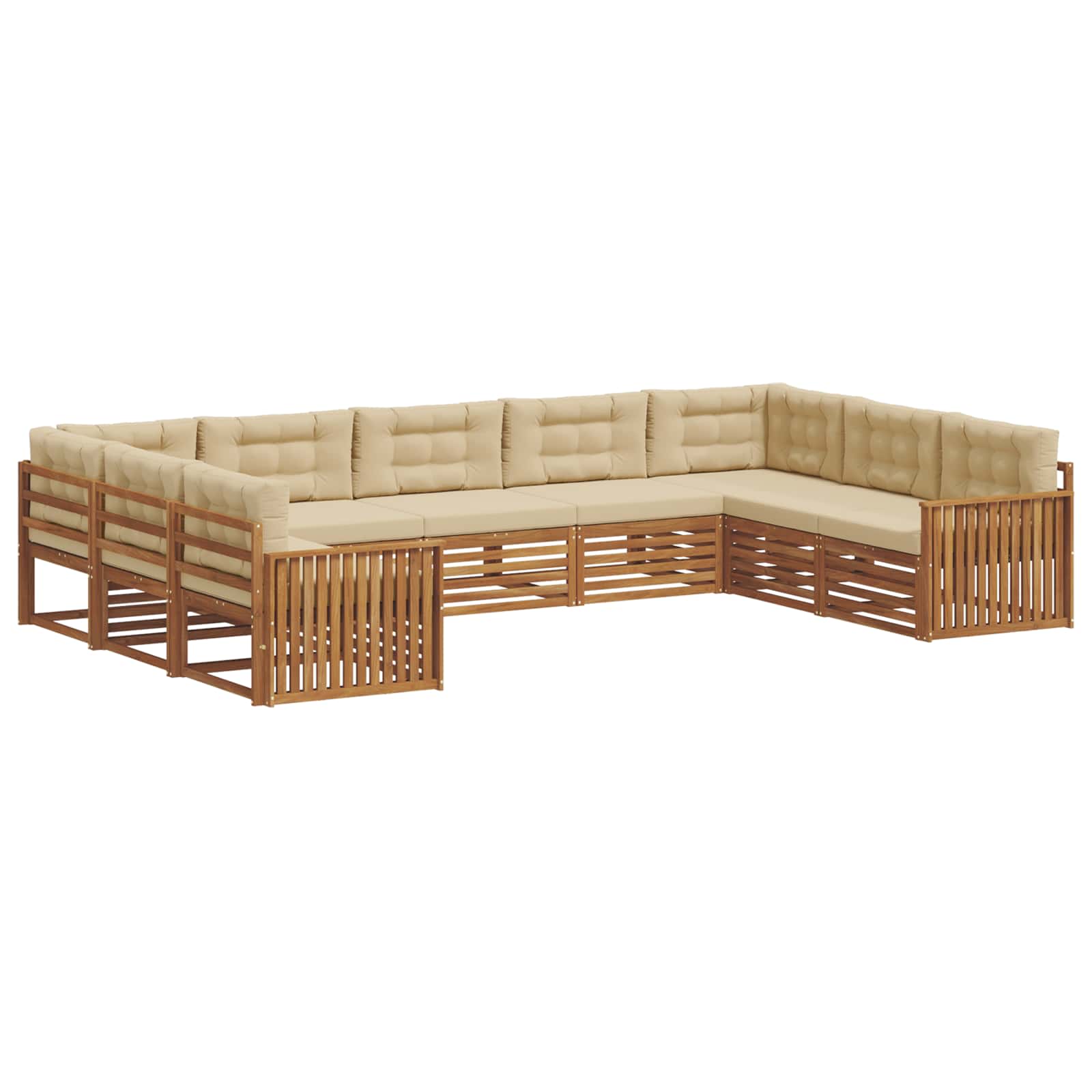 Set vanjskih sofa 9 pcs Prirodna i bež Čvrsto drvo akacije