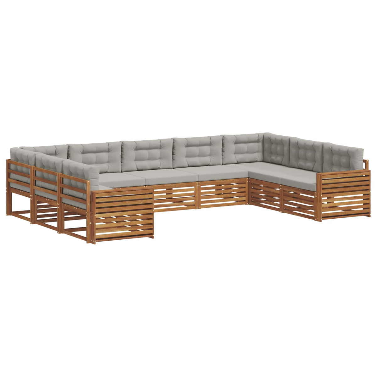 Set vanjskih sofa 9 kom. Prirodna i svijetlo siva 404 x 251,5 x 73 cm