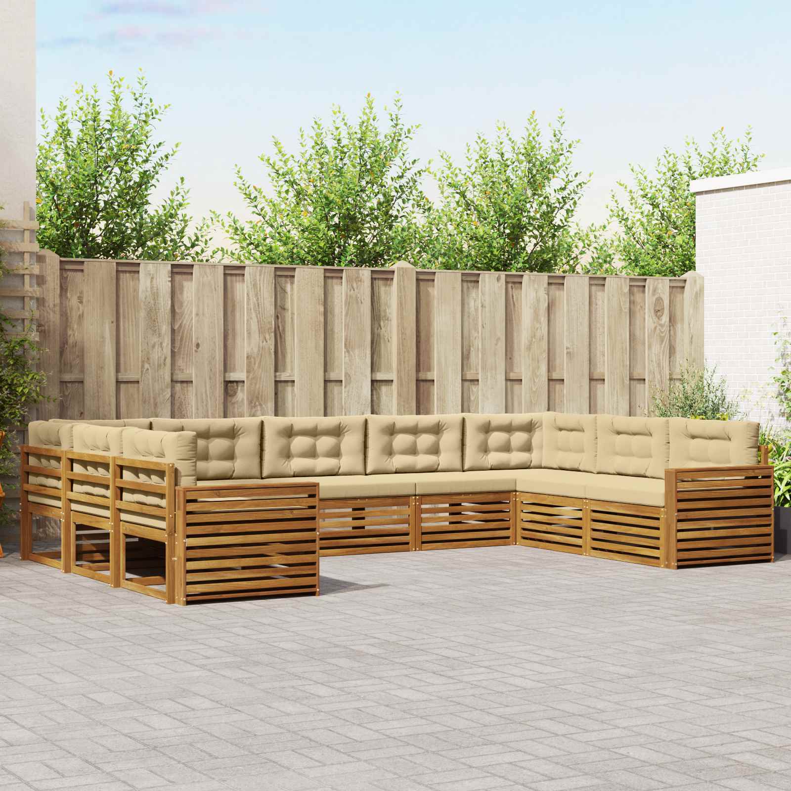 Set vanjskih sofa 9 pcs Prirodna i bež Čvrsto drvo akacije
