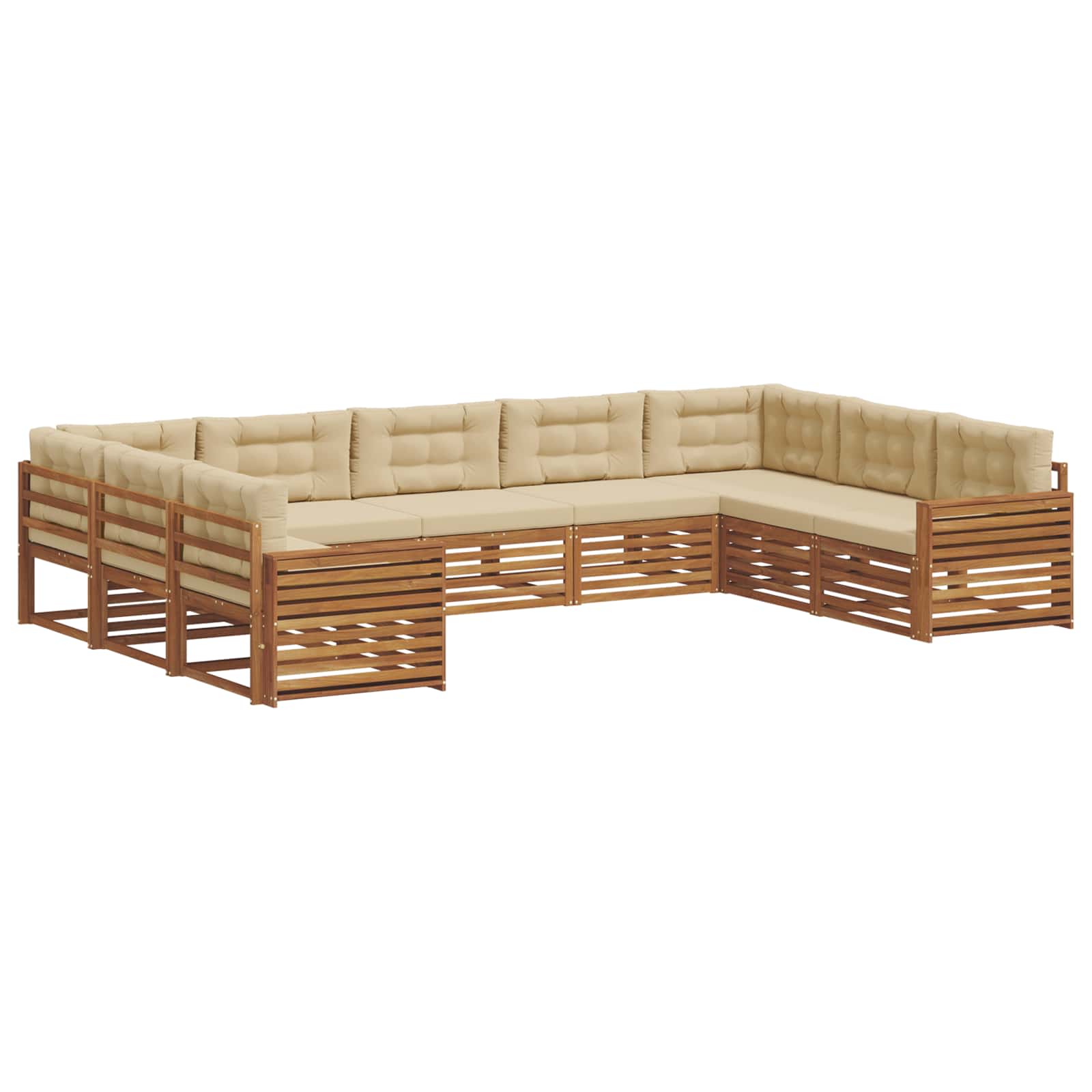 Set vanjskih sofa 9 pcs Prirodna i bež Čvrsto drvo akacije