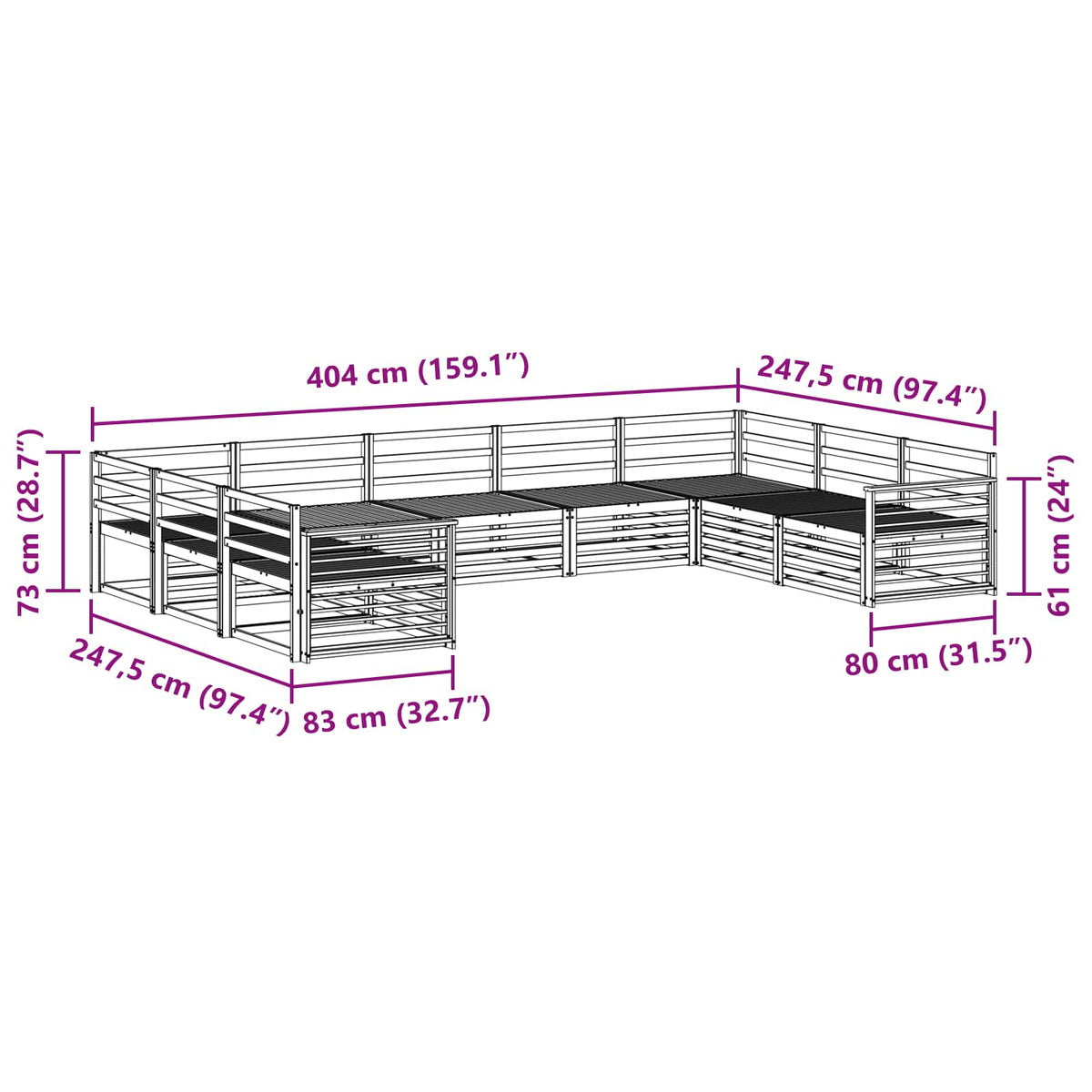 Set vanjskih sofa 9 kom. Prirodna Čvrsto drvo akacije