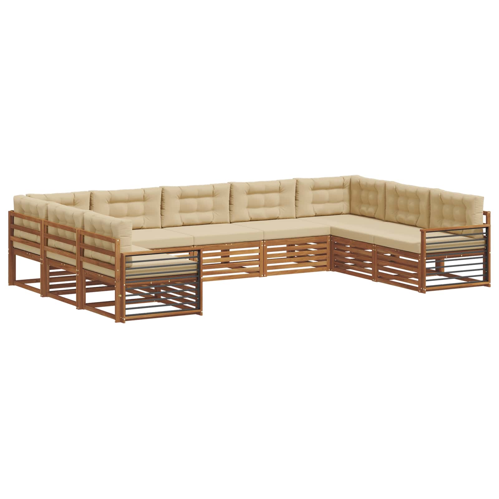 Set vanjskih sofa 9 pcs Prirodna i bež Čvrsto drvo akacije