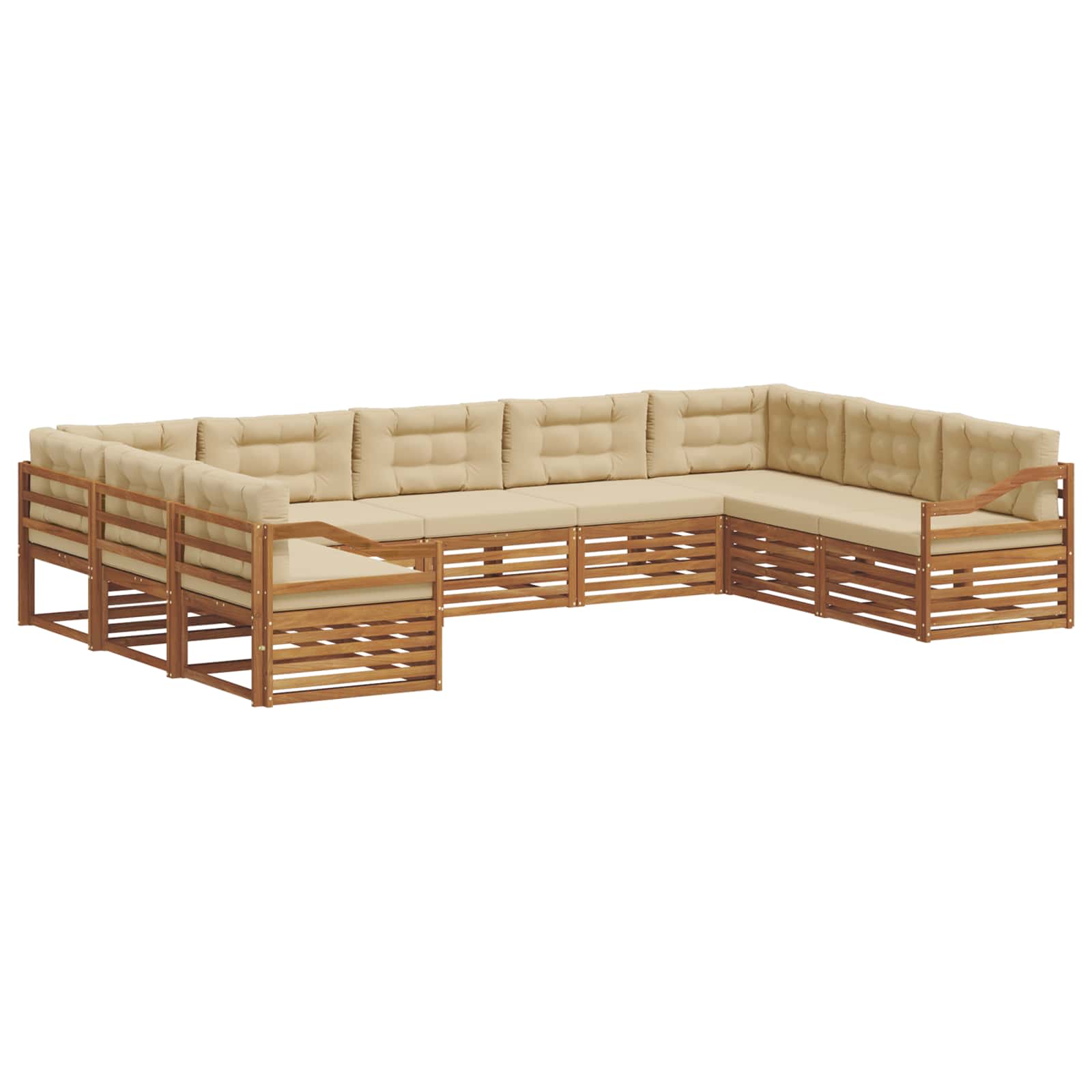 Set vanjskih sofa 9 pcs Prirodna i bež Čvrsto drvo akacije