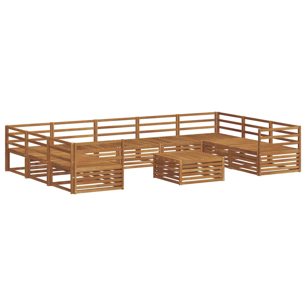Set vanjskih sofa 10 pcs Prirodna Čvrsto drvo akacije
