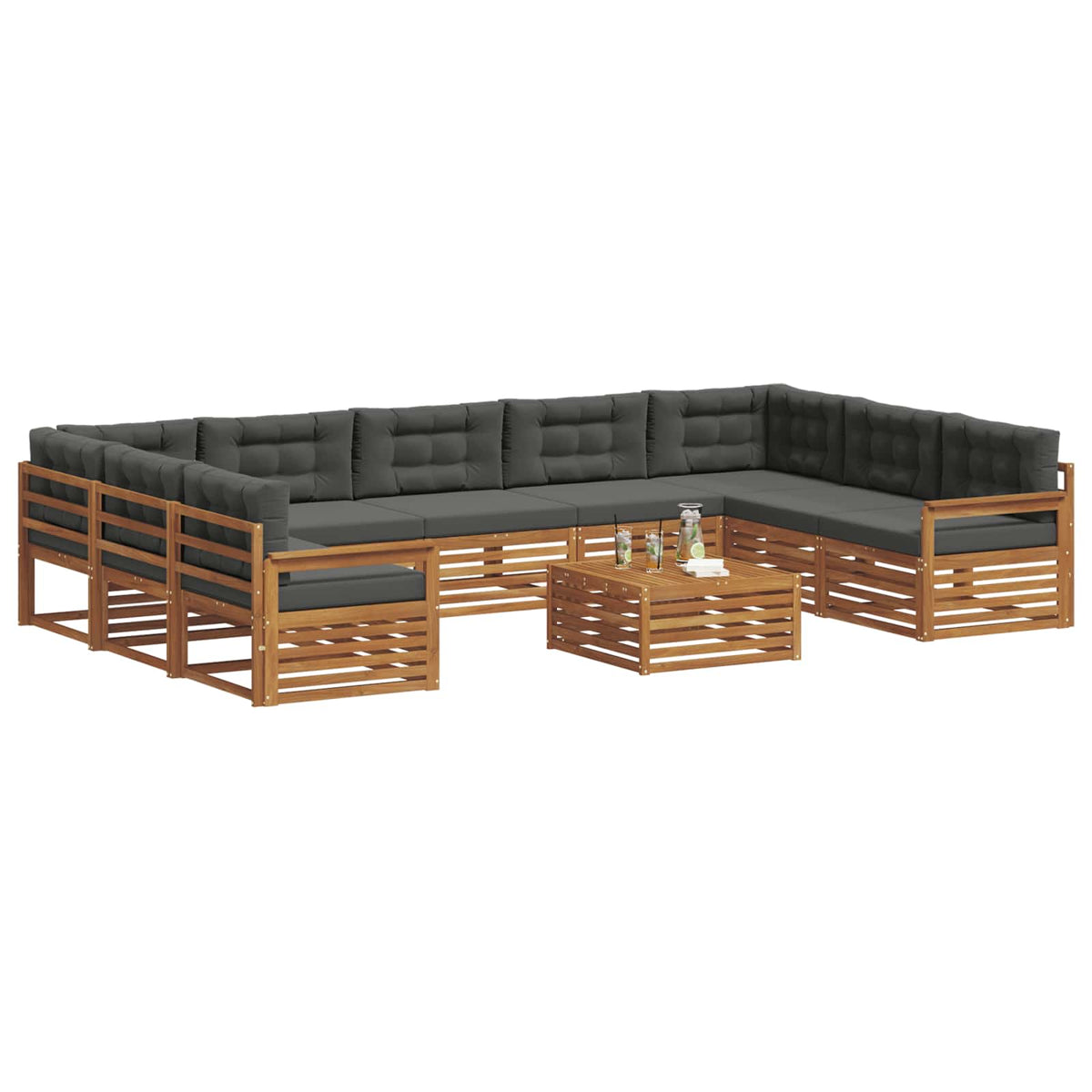 Set vanjskih sofa 10 kom. Prirodna i antracit 79 x 79 x 37 cm