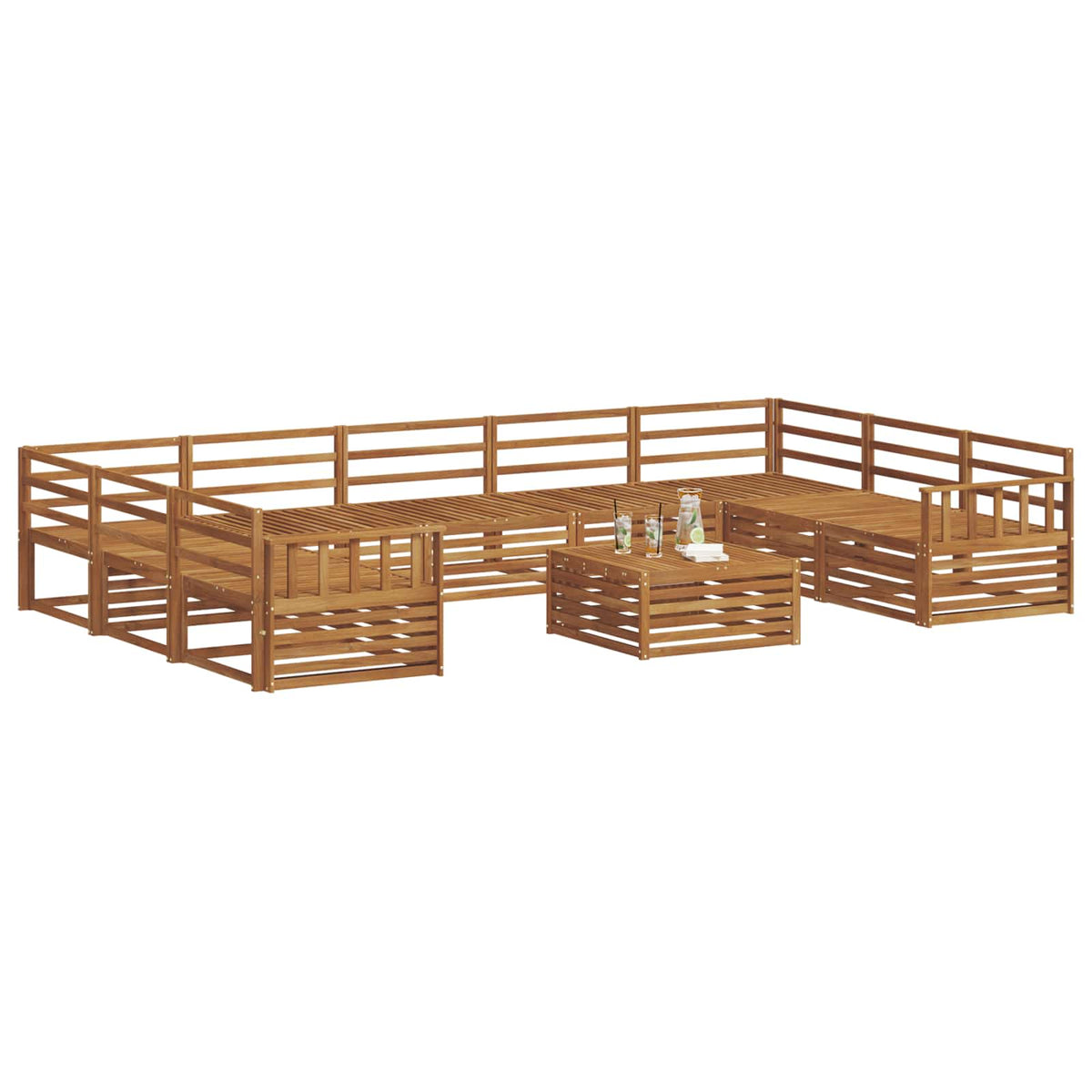 Set vanjskih sofa 10 kom. Prirodna Čvrsto drvo akacije