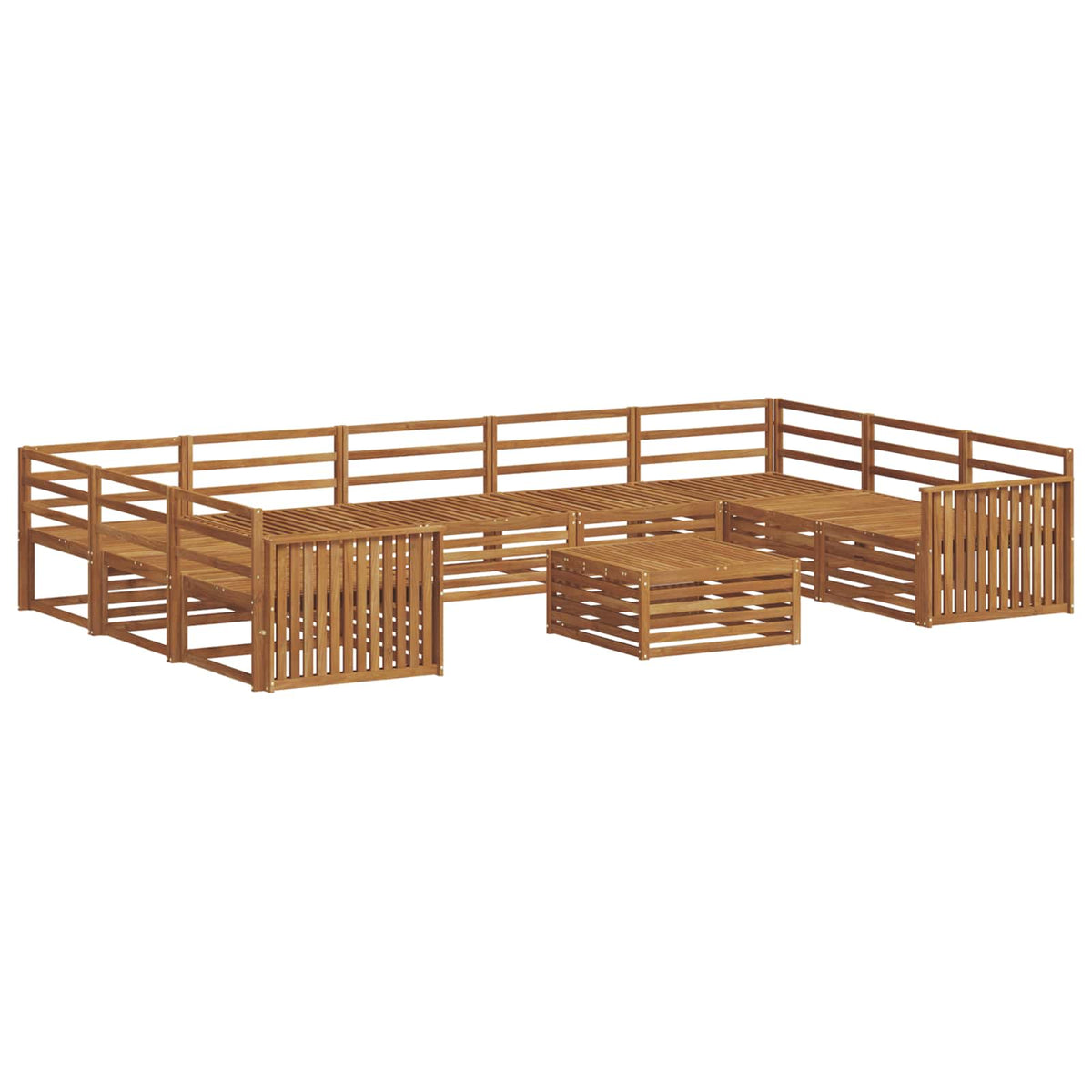 Set vanjskih sofa 10 kom. Prirodna Čvrsto drvo akacije