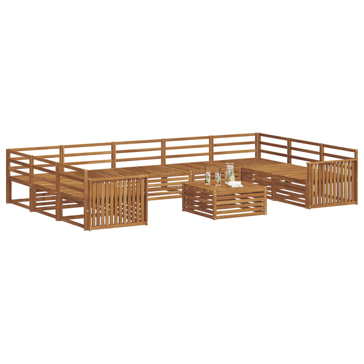 Set vanjskih sofa 10 kom. Prirodna Čvrsto drvo akacije