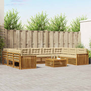 Set vanjskih sofa 10 kom. Prirodna i bež Čvrsto drvo akacije