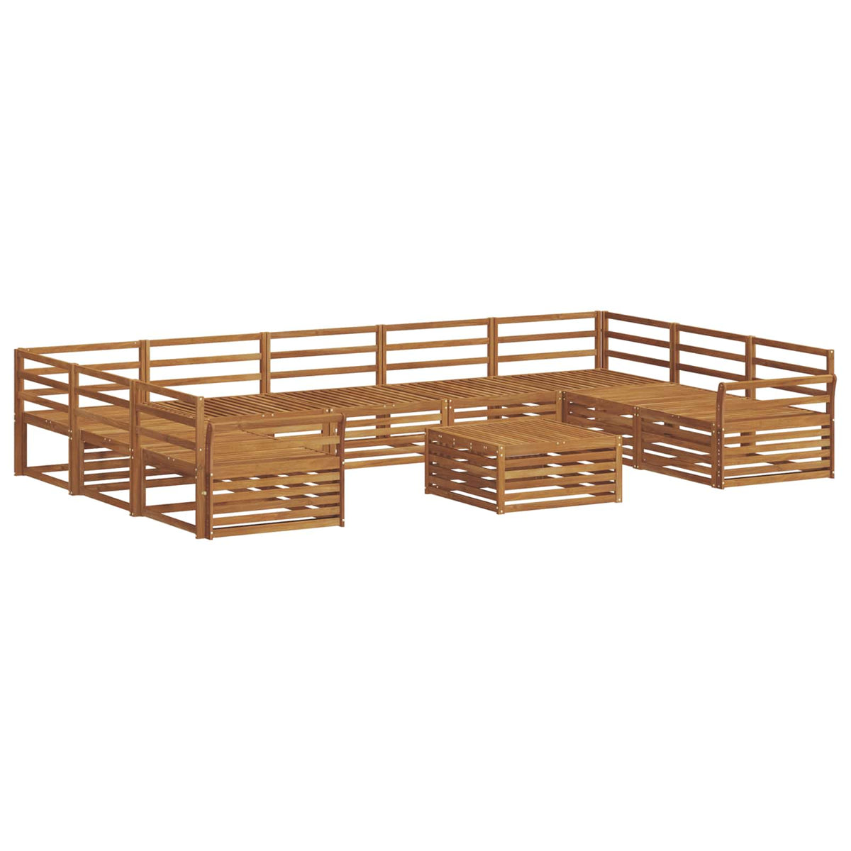 Set vanjskih sofa 10 kom. Prirodna Čvrsto drvo akacije