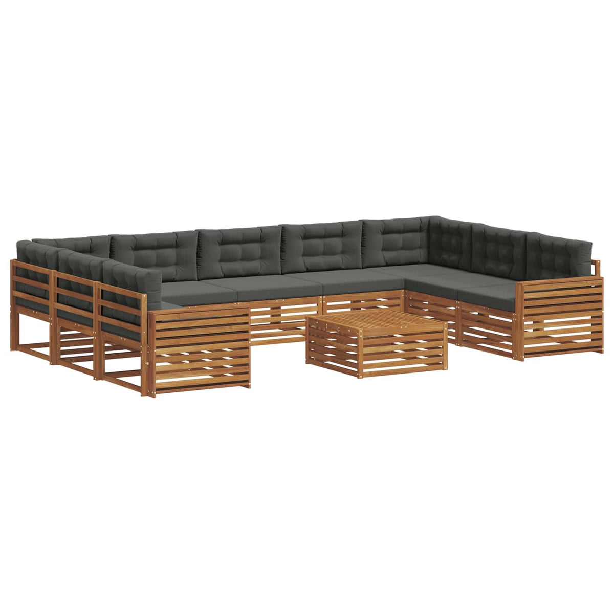 Set vanjskih sofa 10 kom. Prirodna i antracit