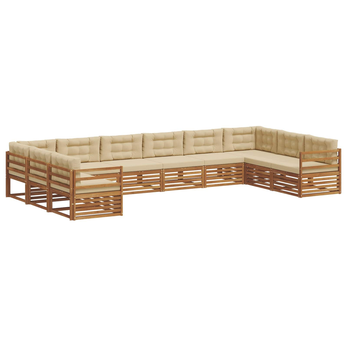 Setovi sofa s jastukom 7 pcs Prirodna i bež Čvrsto drvo akacije