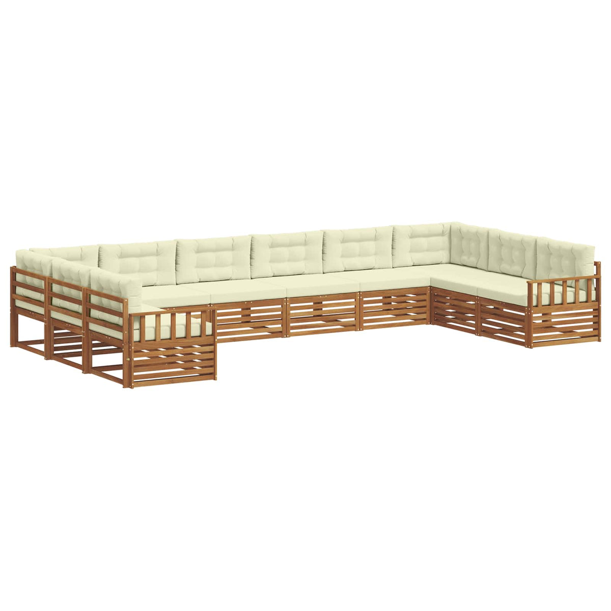 Setovi sofa 6 kom. Prirodna i krem Čvrsto drvo akacije