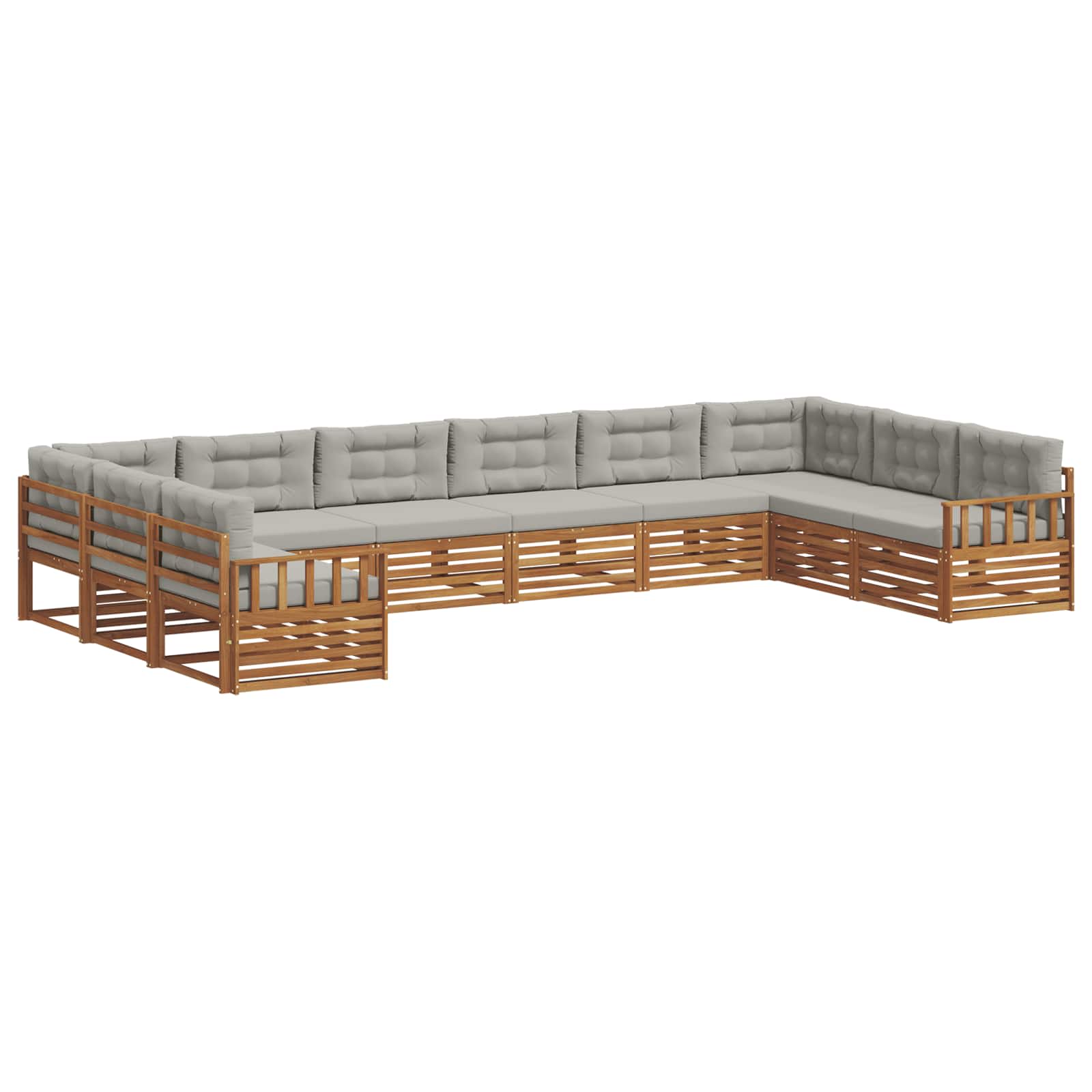 Setovi sofa 4 pcs Prirodna i svijetlo siva Čvrsto drvo akacije