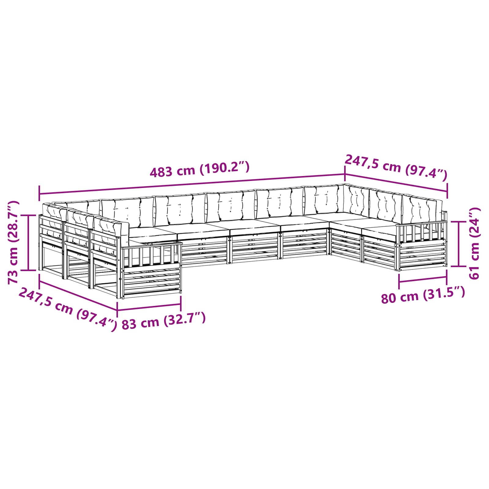Setovi sofa 4 pcs Prirodna i svijetlo siva Čvrsto drvo akacije