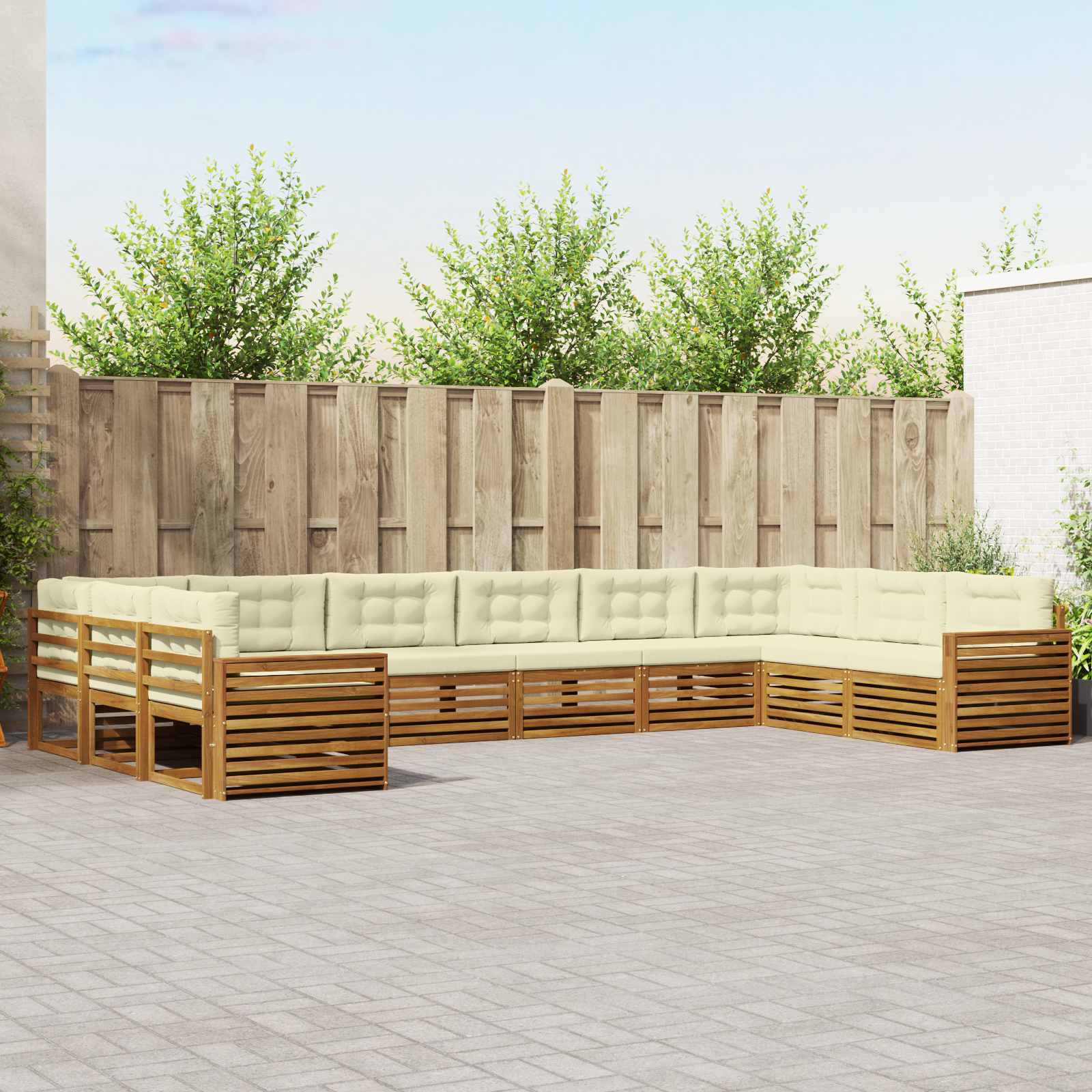Setovi sofa 8 pcs Prirodna i krem Čvrsto drvo akacije