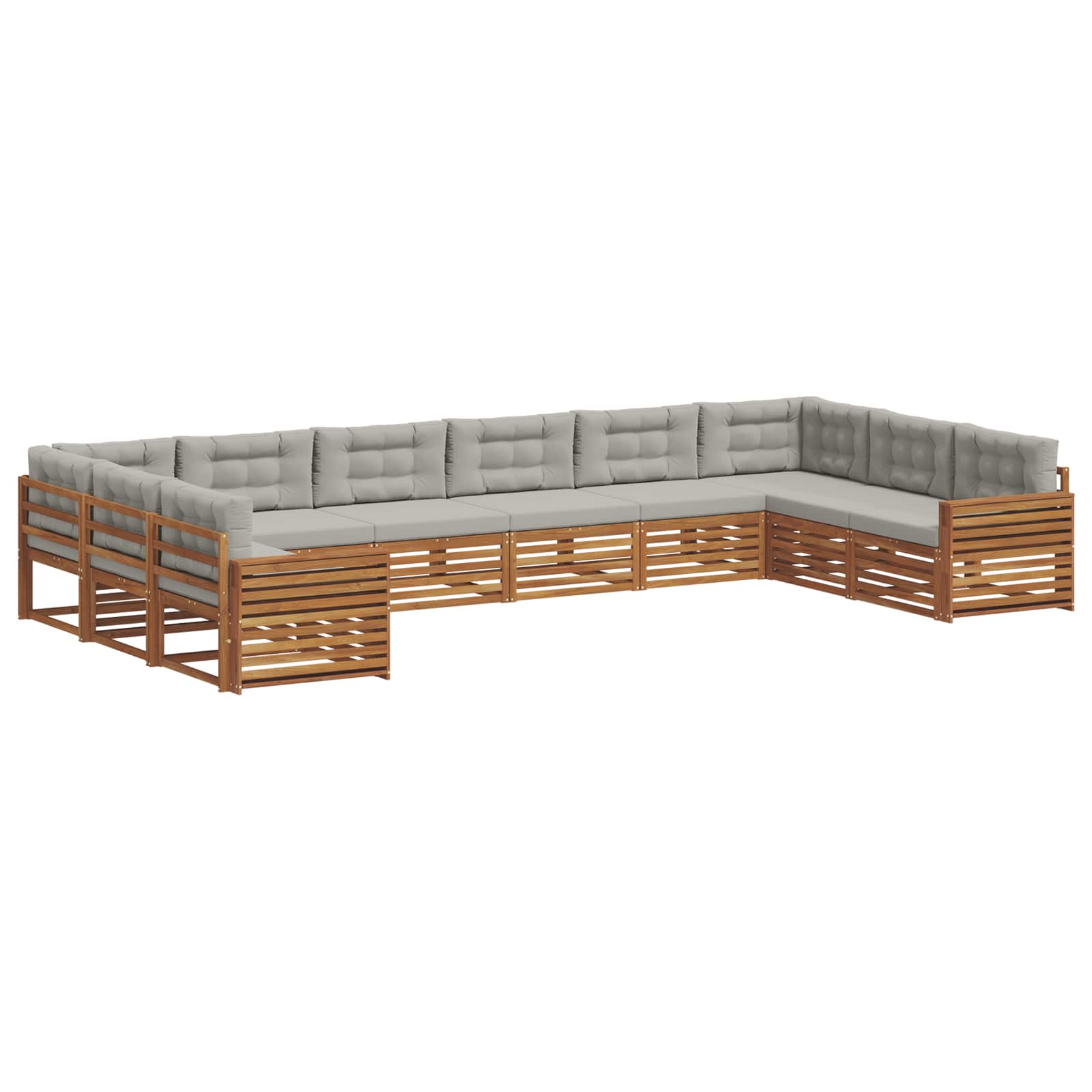 Setovi sofa 9 pcs Prirodna i svijetlo siva Čvrsto drvo akacije